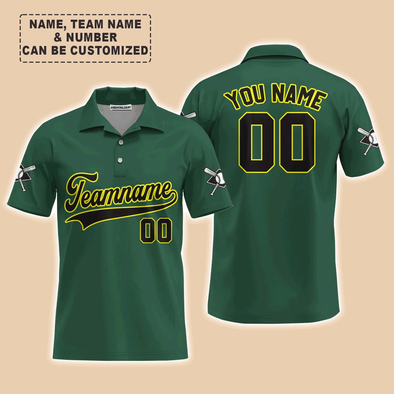 Customized Baseball Men Long Sleeve Shirt, Custom Navy Baseball Green Custom Men Long Sleeve - Perfect Men Long Sleeve Shirt For Men, Baseball Lovers - Image 5