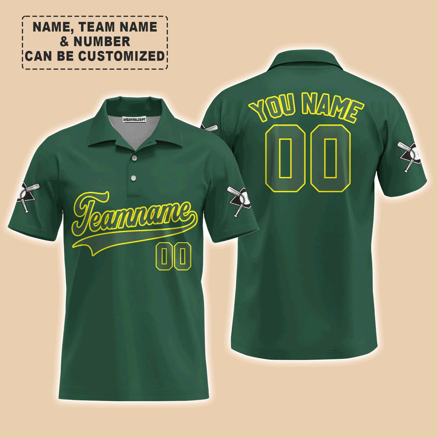 Customized Baseball Men Long Sleeve Shirt, Custom Navy Baseball Green Custom Men Long Sleeve - Perfect Men Long Sleeve Shirt For Men, Baseball Lovers - Image 7