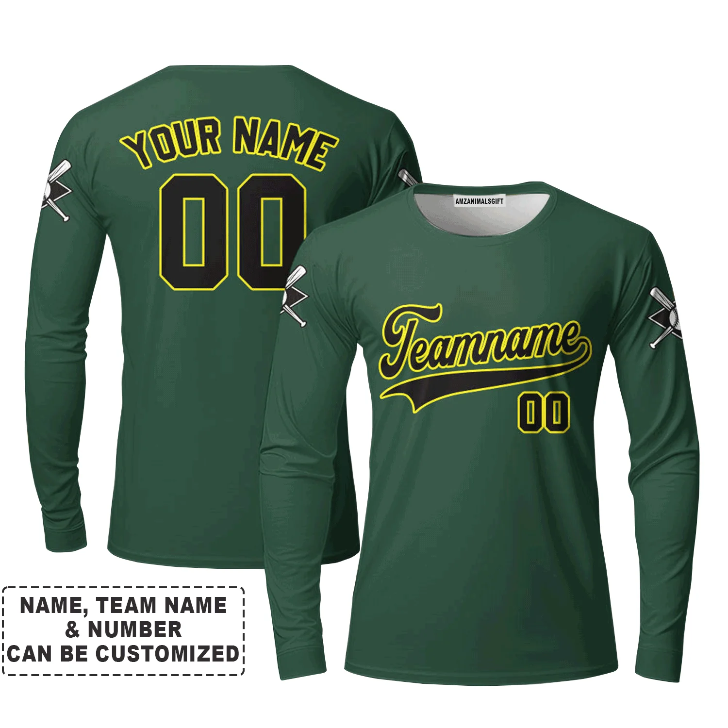 Customized Baseball Men Long Sleeve Shirt, Custom Navy Baseball Green Custom Men Long Sleeve - Perfect Men Long Sleeve Shirt For Men, Baseball Lovers - Image 8