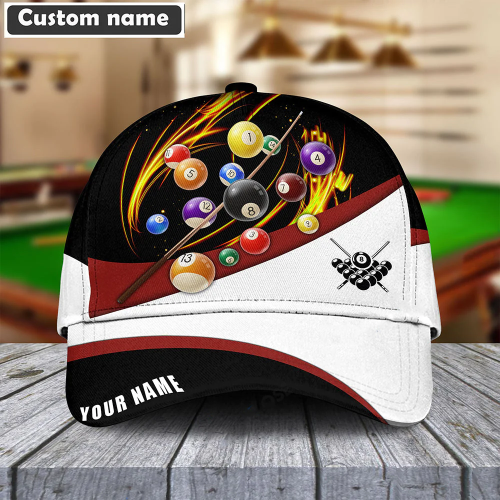 Customized Billiard 8 Ball Pool Red Black White Classic Cap, Best Hat Cap For Billiard Players, Billiard Team