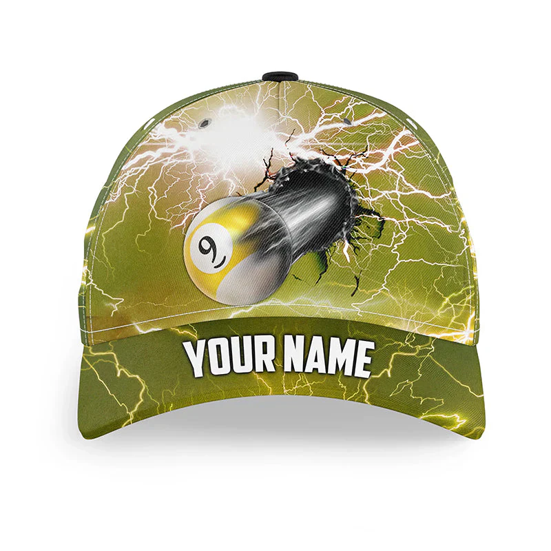Customized Billiard Cap, Billiard Pool 9 Ball Pool Rush Out Personalized Name 3D Hats, Best Billiard Pool Hat For Billiard Players