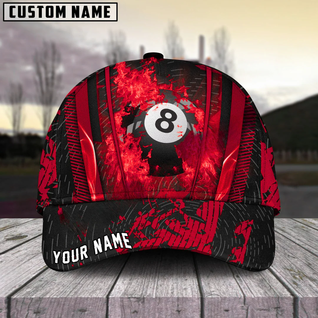 Customized Billiard Cap, Billiard Pool Ball 8 Abstracts Grunge Texture Personalized Name 3D Hats, Best Billiard Pool Hat For Billiard Players (6 Colors) - Image 2
