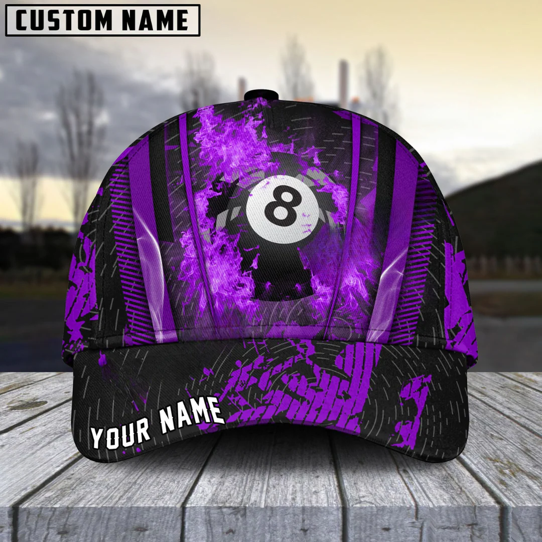 Customized Billiard Cap, Billiard Pool Ball 8 Abstracts Grunge Texture Personalized Name 3D Hats, Best Billiard Pool Hat For Billiard Players (6 Colors) - Image 3