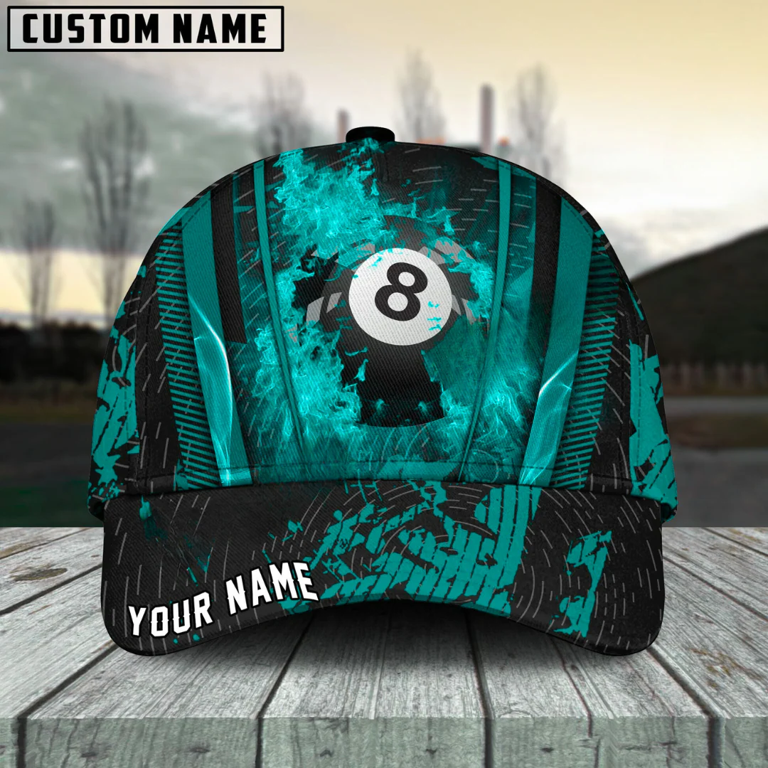 Customized Billiard Cap, Billiard Pool Ball 8 Abstracts Grunge Texture Personalized Name 3D Hats, Best Billiard Pool Hat For Billiard Players (6 Colors) - Image 4