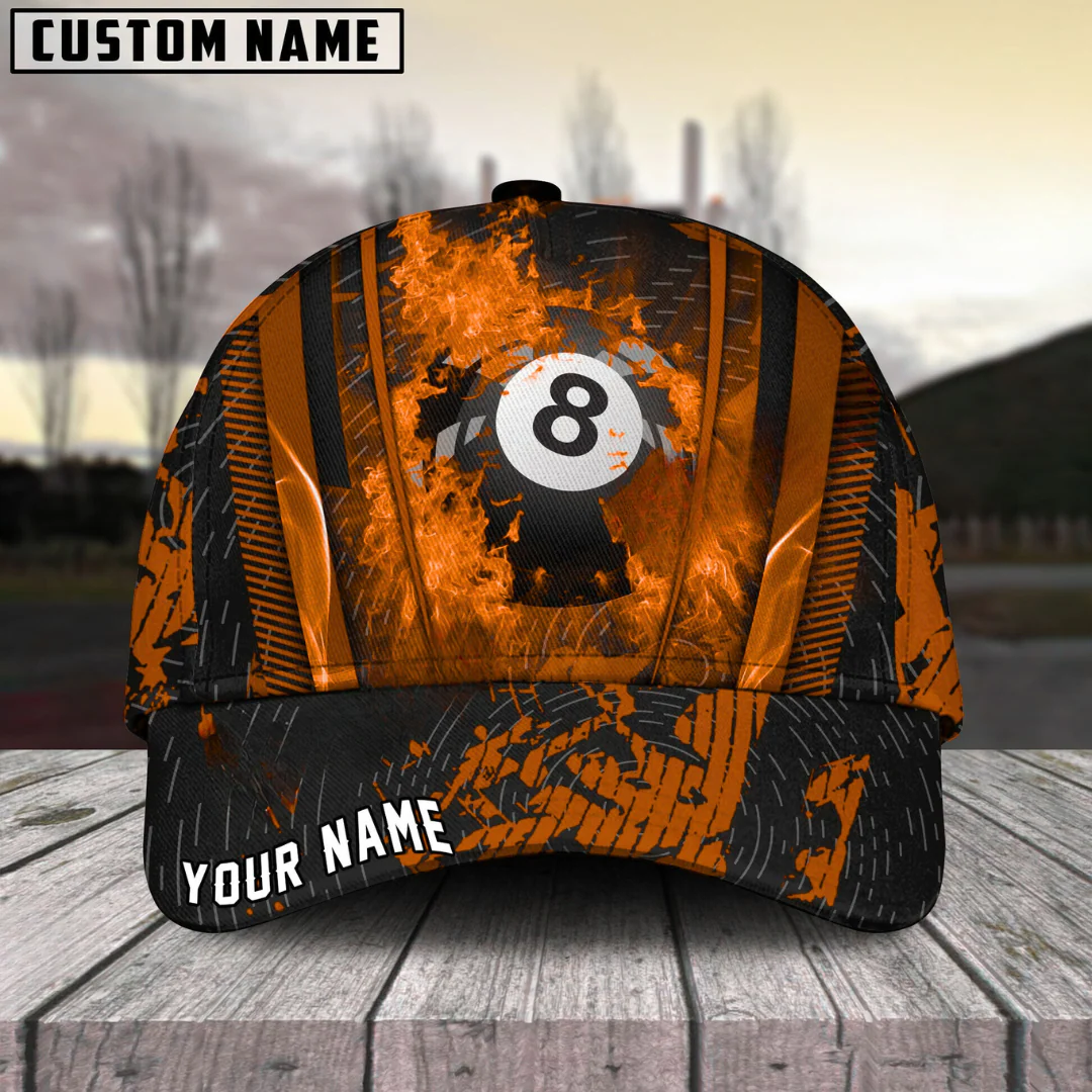 Customized Billiard Cap, Billiard Pool Ball 8 Abstracts Grunge Texture Personalized Name 3D Hats, Best Billiard Pool Hat For Billiard Players (6 Colors) - Image 6