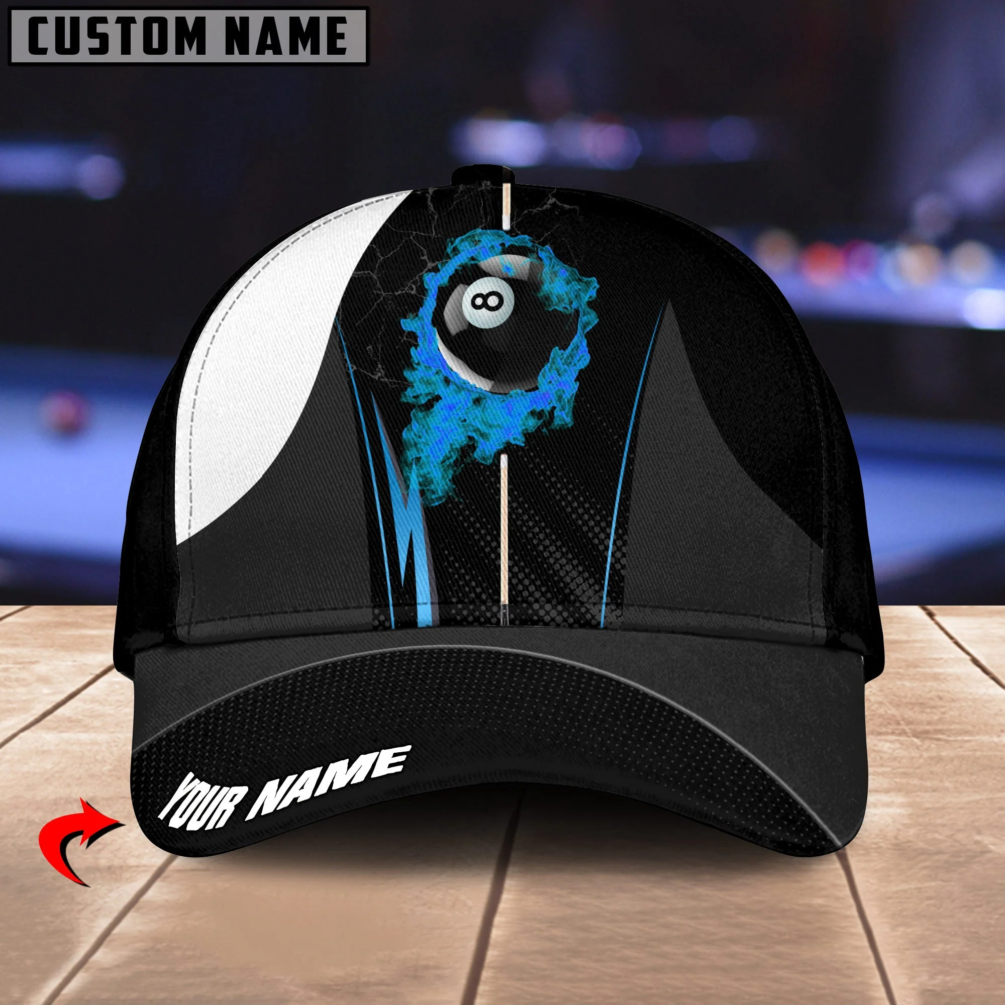Customized Billiard Cap, Billiard Pool Ball 8 Fire Cue Personalized Name 3D Hats, Best Billiard Pool Hat For Billiard Players - Image 4