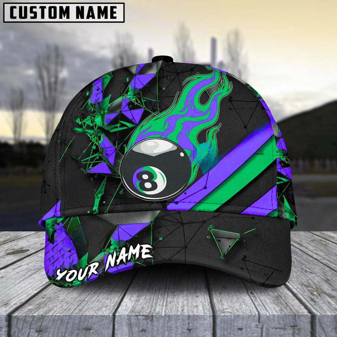 Customized Billiard Cap, Billiard Pool Ball 8 Peaceful Fire Personalized Name 3D Hats, Best Billiard Pool Hat For Billiard Players (4 Colors) - Image 4