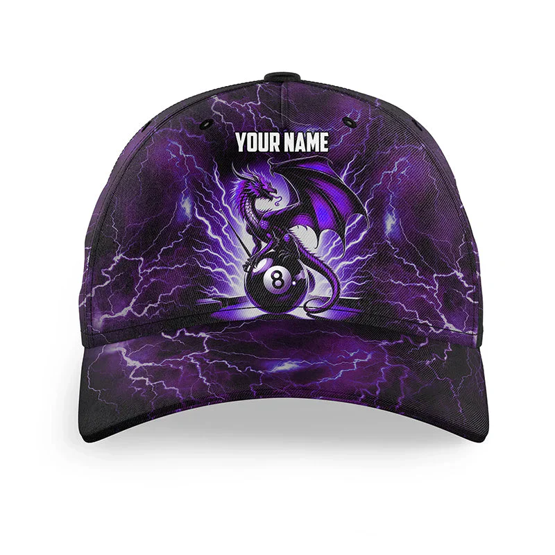 Customized Billiard Cap, Billiard Pool Lightning Thunder Dragon 8 Ball Personalized Name 3D Hats, Best Billiard Pool Hat For Billiard Players - Image 2