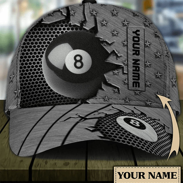 Customized Billiard 8 Ball Pool Classic Cap, Billiard Technician Black Hat Cap For Billiard Players, Billiard Team