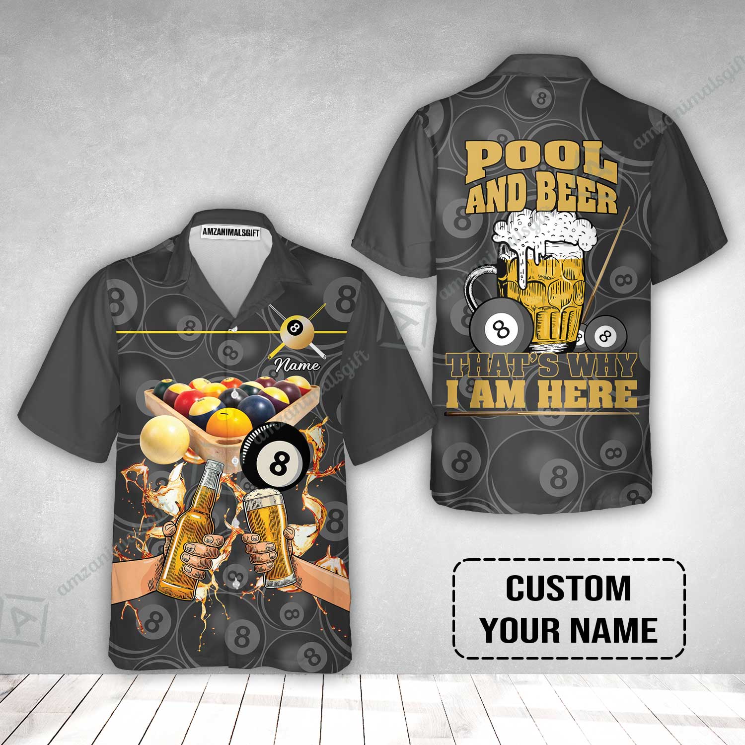 Customized Billiard Hawaiian Shirt, Personalized Billiard Pool And Beer That's Why I am Here Hawaiian Shirt - Image 2