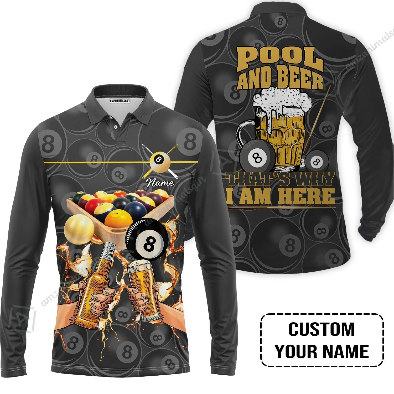 Customized Billiard Hawaiian Shirt, Personalized Billiard Pool And Beer That's Why I am Here Hawaiian Shirt - Image 4