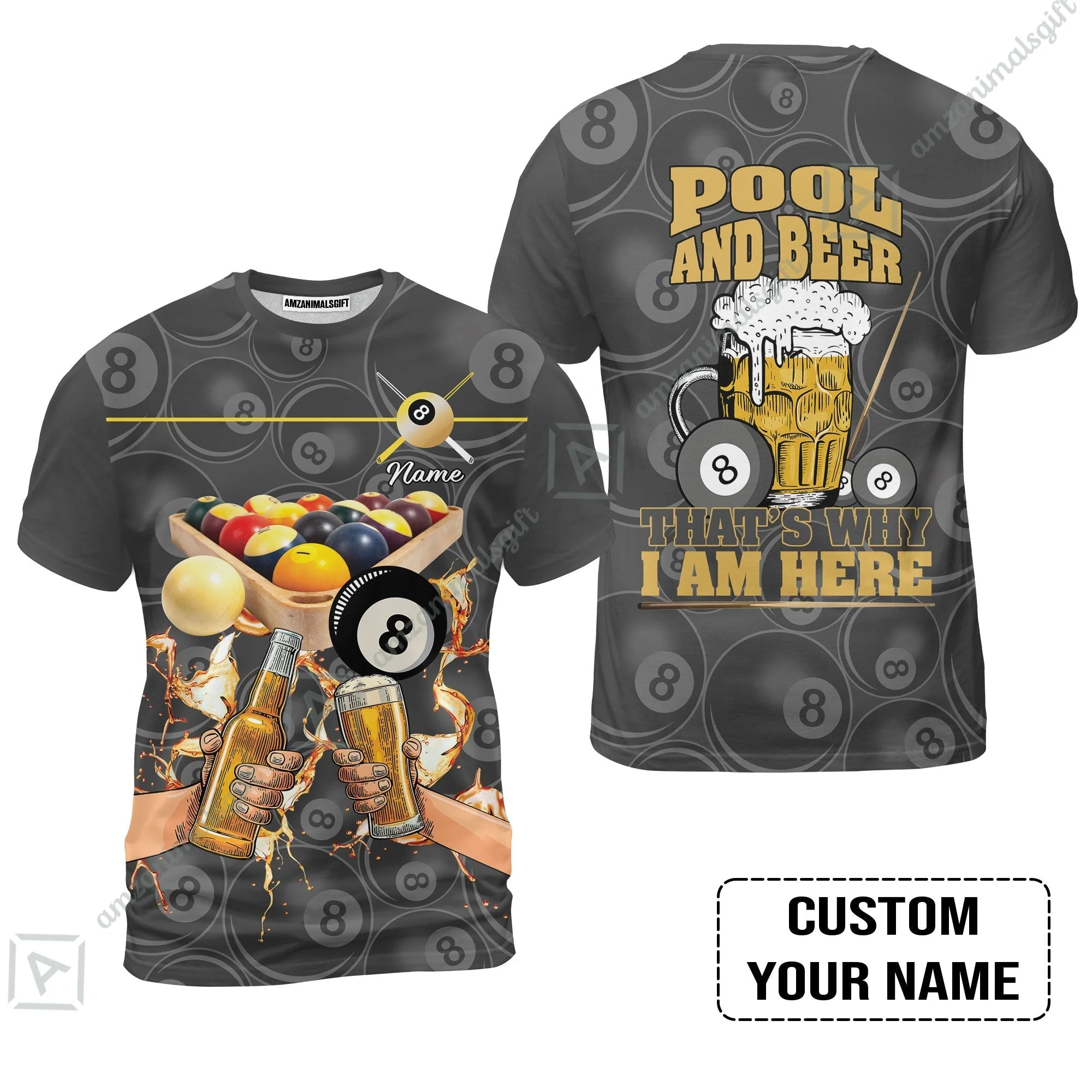 Customized Billiard Hawaiian Shirt, Personalized Billiard Pool And Beer That's Why I am Here Hawaiian Shirt - Image 6