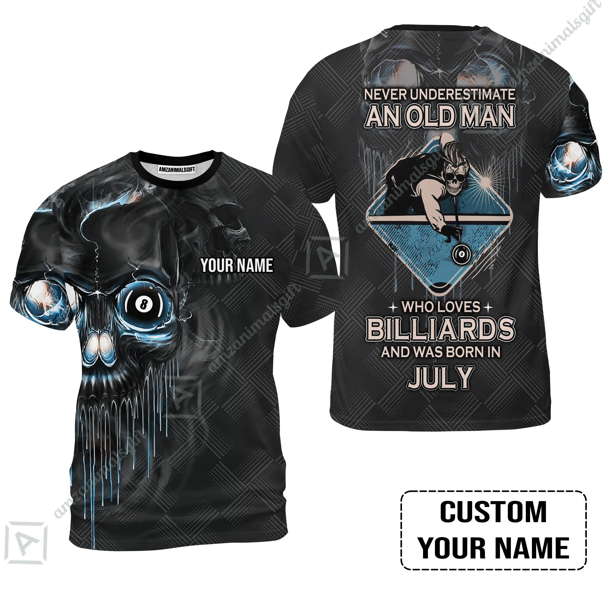 Customized Billiard Hoodie - Pool 8 Ball Never Underestimate An Old Man And Was Born In July Personalized Hoodie - Image 6