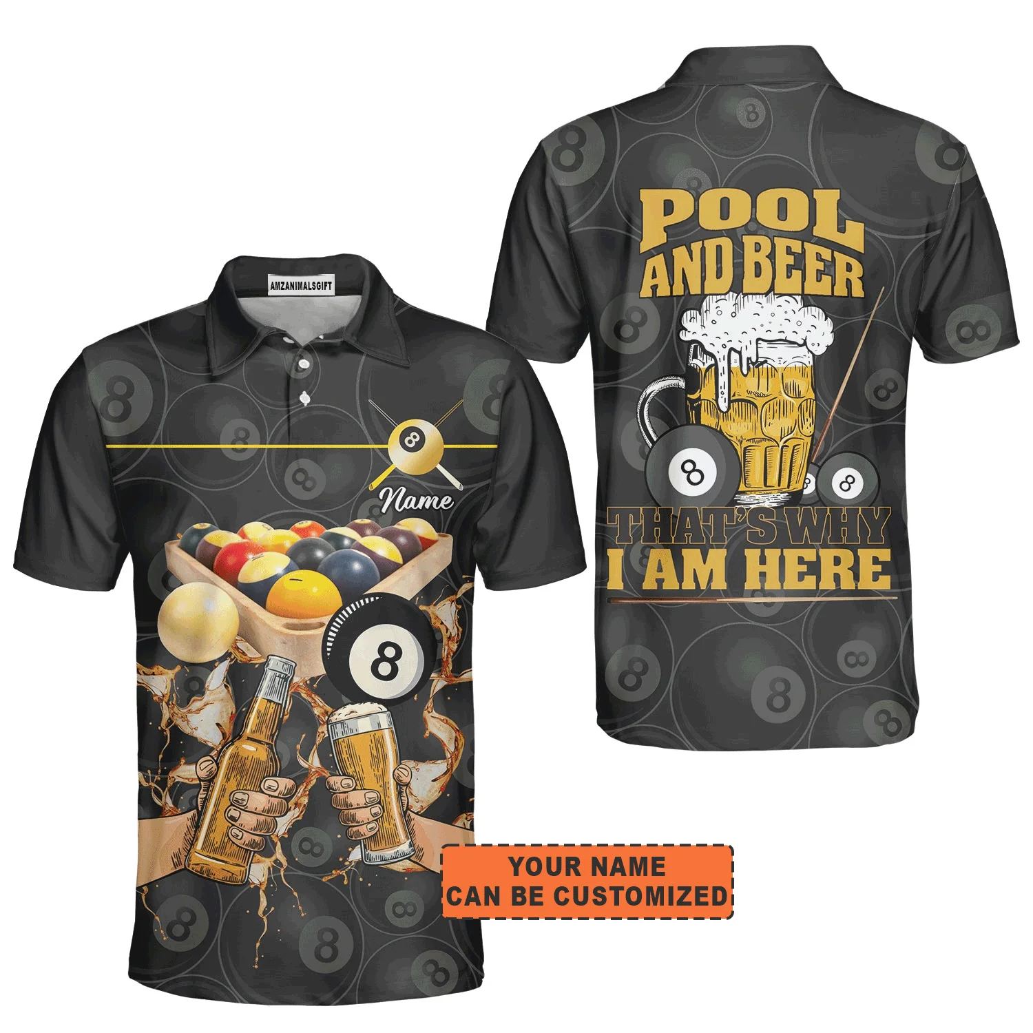 Customized Billiard Men Polo Shirt, Personalized Billiard Pool And Beer That's Why I am Here Shirt For Men, Bowling Lovers - Image 2