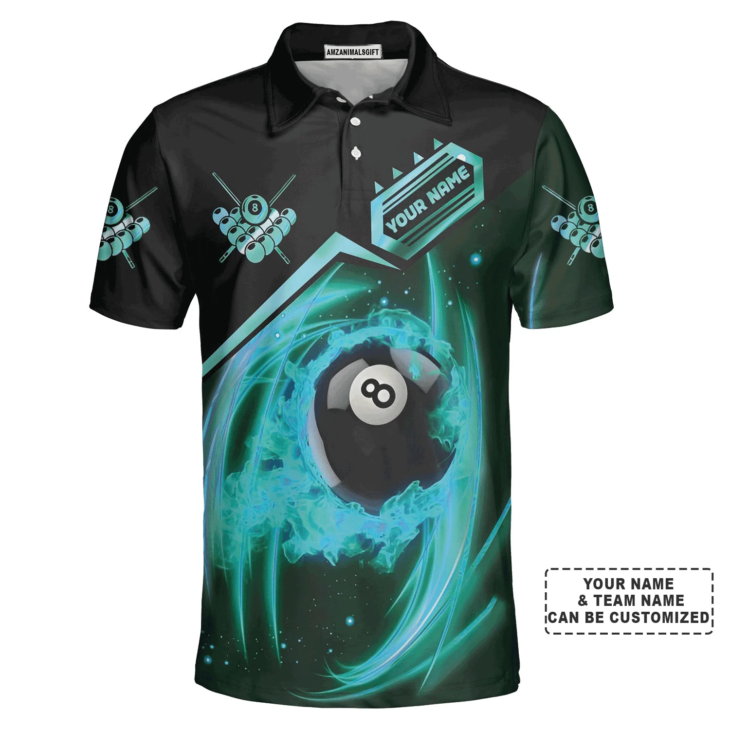 Customized Billiard Men Polo Shirt, Personalized Rock Billiard Team Name Polo Shirt For Men - Gift For Billiard Players, Billiard Lovers - Image 2