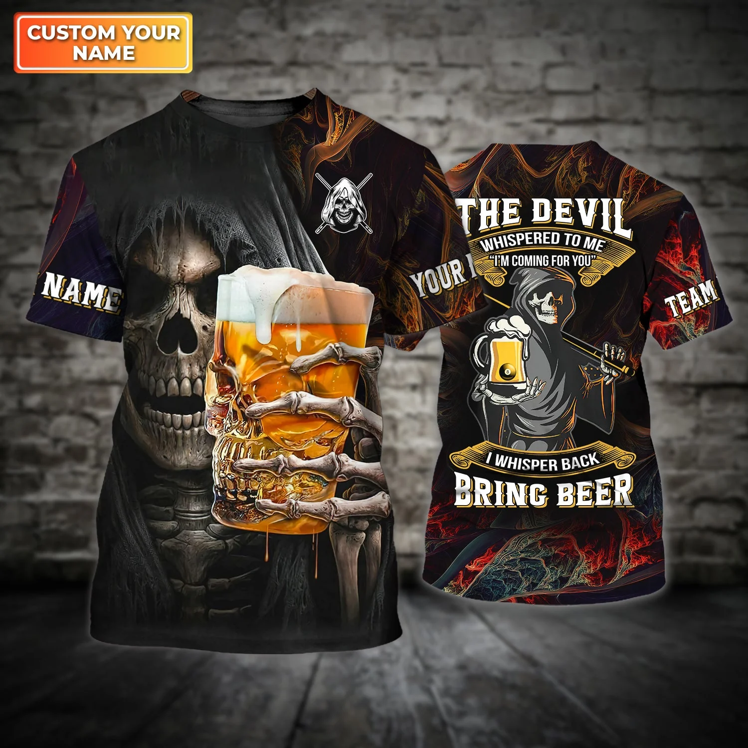 Customized Billiards Pool Beer Polo Shirt -The Devil Whispered Bring Some Beer Shirts, Outfit For Billiard Players Tad - Image 3