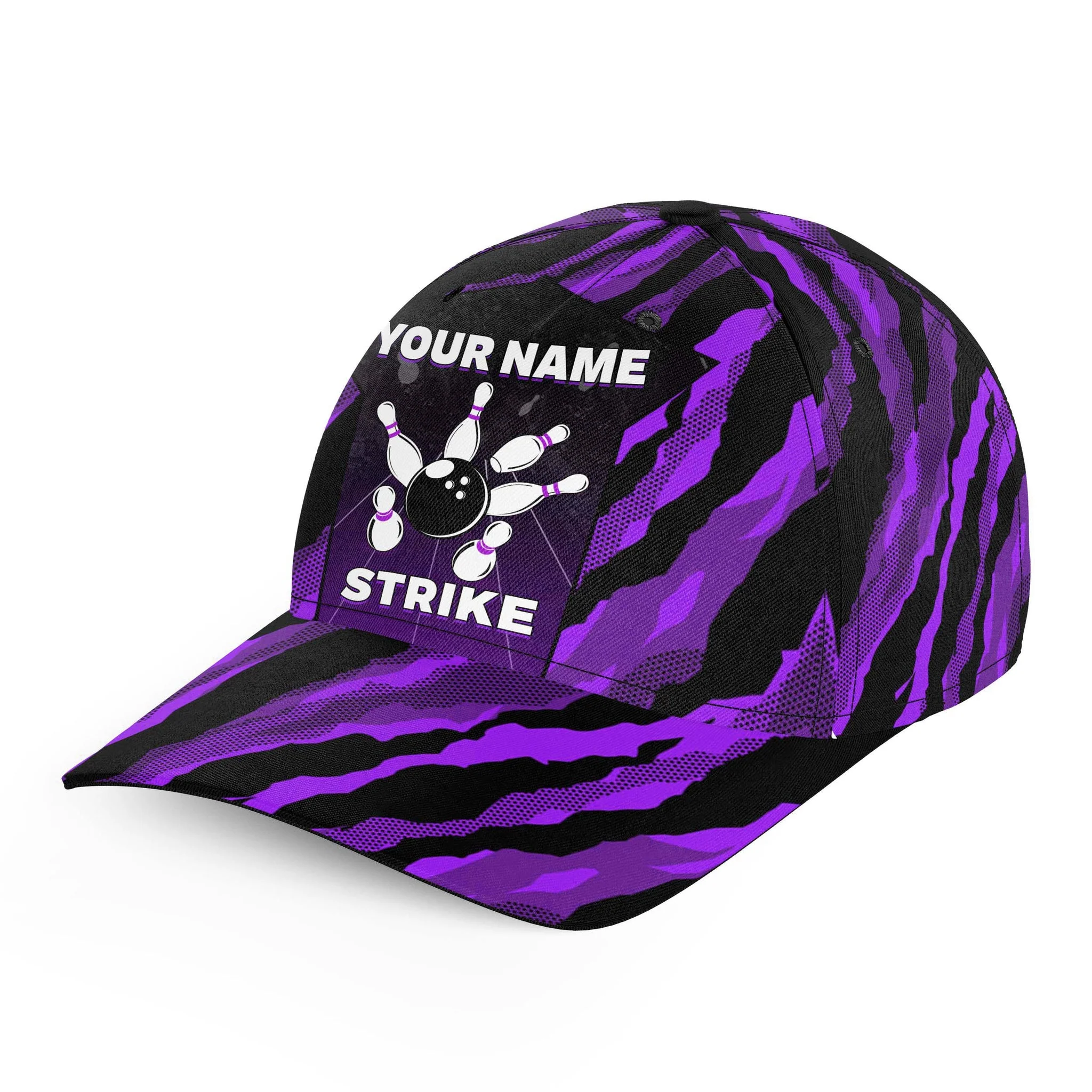 Customized Bowling Classic Cap, Camo Pattern Strike Bowling Hat For Men Women, Bowlers, Team League - Image 3