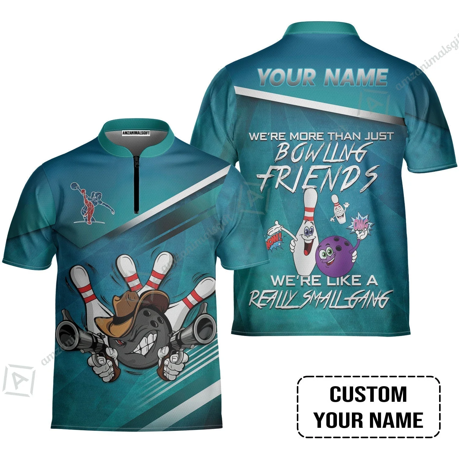 Customized Bowling Hoodie - We're More Than Just Bowling Friends We're Like A Really Small Gang Bowling Hoodie - Image 3