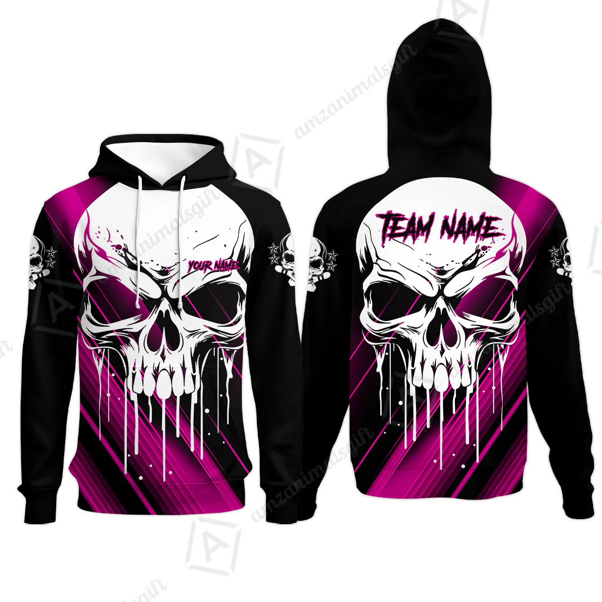 Customized Bowling Polo, Blue Skull Bowling Creepy Style Bowling jerseys Custom Name And Team Shirt - Image 66