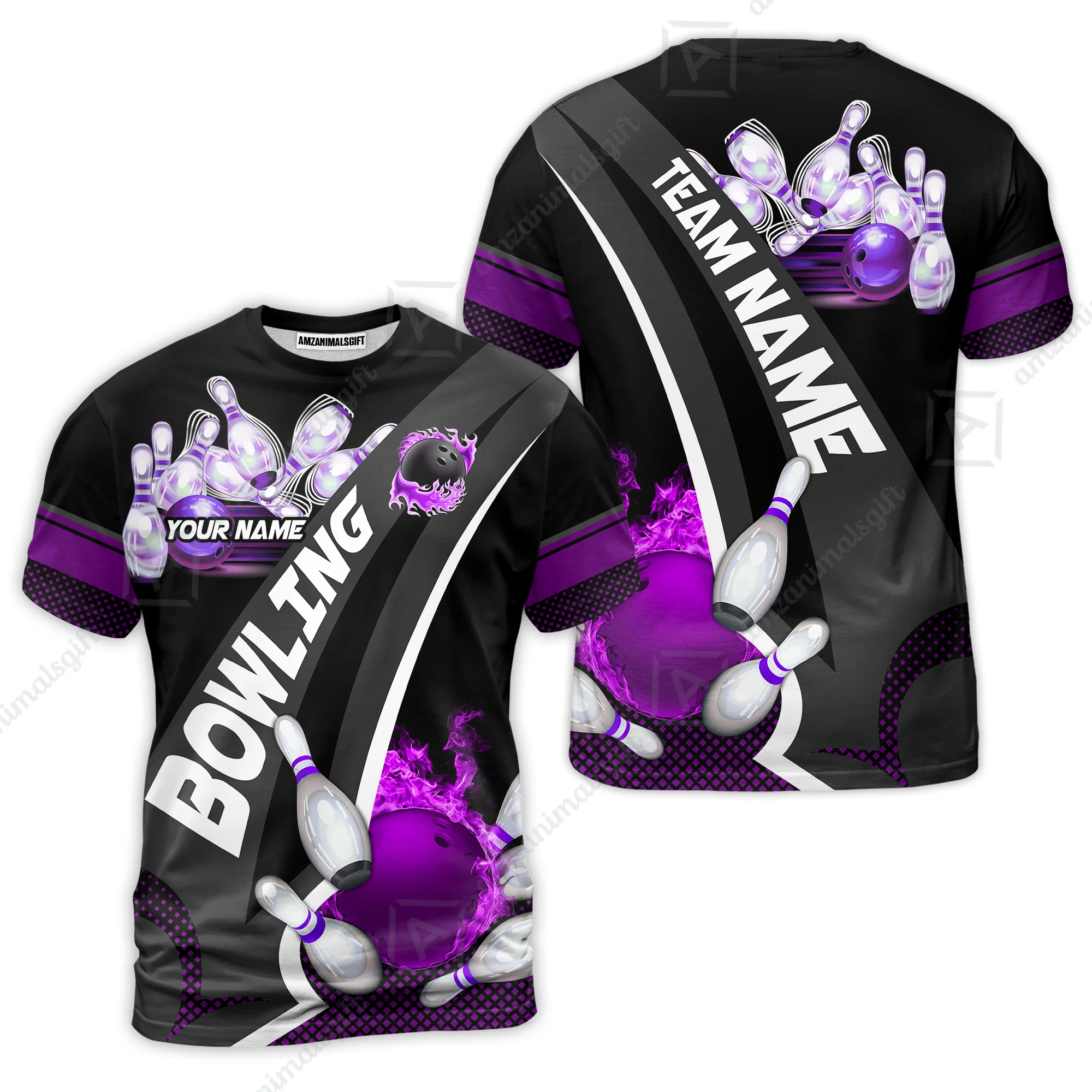 Customized Bowling Polo, Bowling And Pins Plame Premium Multicolor Option Personalized Name And Team Zipper Polo Jerseys Shirts - Image 24