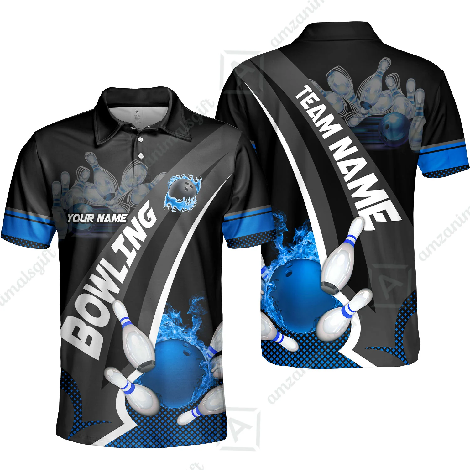 Customized Bowling Polo, Bowling And Pins Plame Premium Multicolor Option Personalized Name And Team Zipper Polo Jerseys Shirts - Image 28