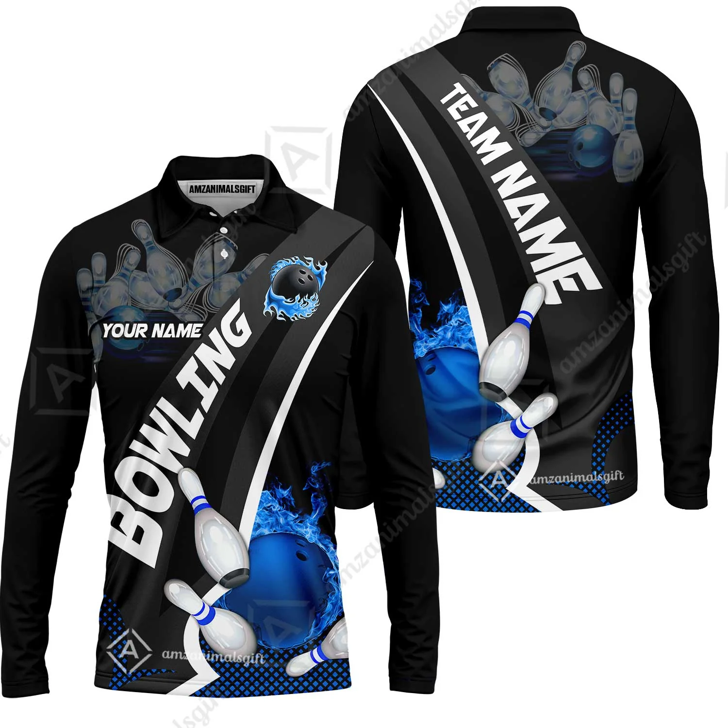 Customized Bowling Polo, Bowling And Pins Plame Premium Multicolor Option Personalized Name And Team Zipper Polo Jerseys Shirts - Image 70