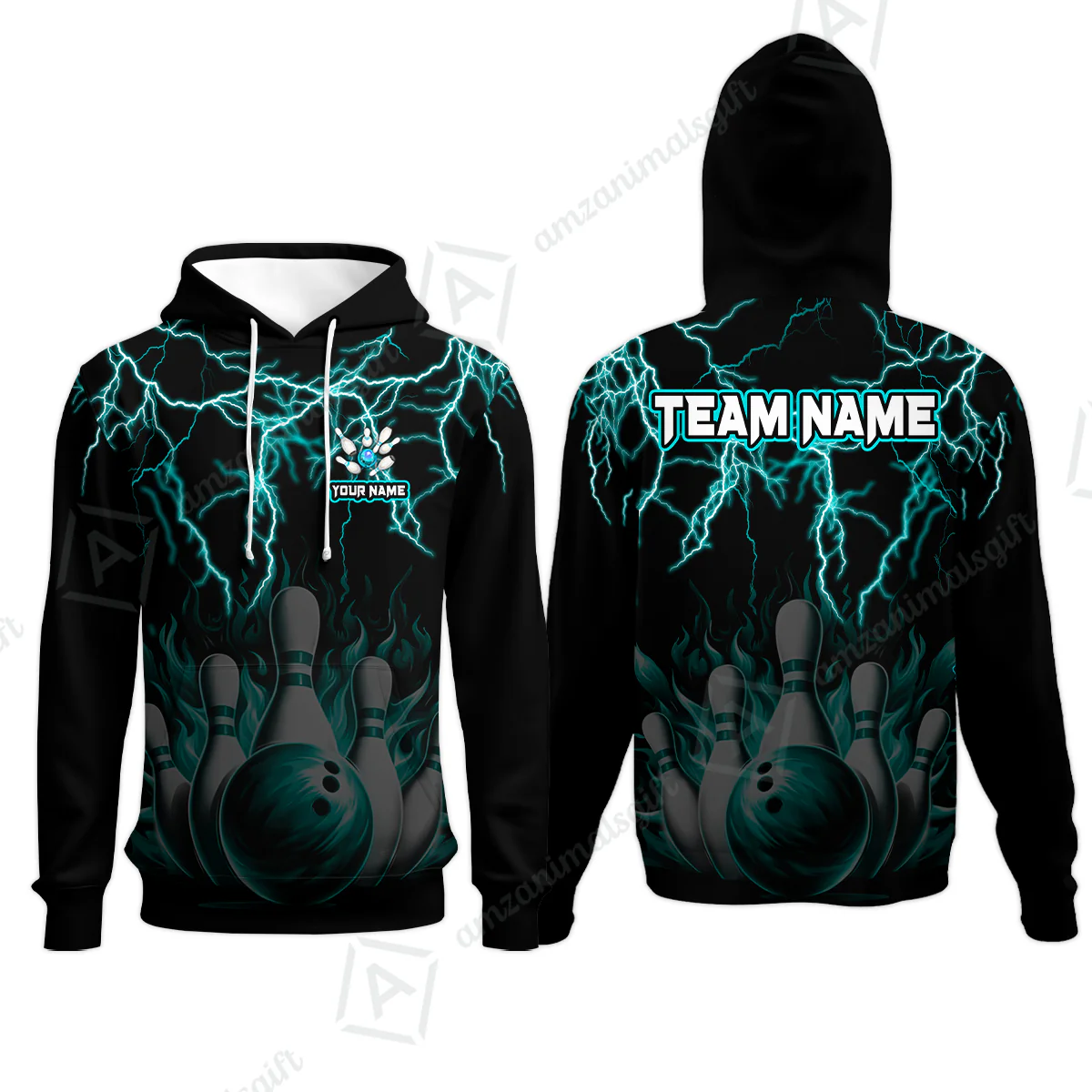 Customized Bowling Polo, Bowling & Pins Flame Thunder Pattern Multicolor Option Customized Name, Team Name Polo Shirt For Bowling Team - Image 38
