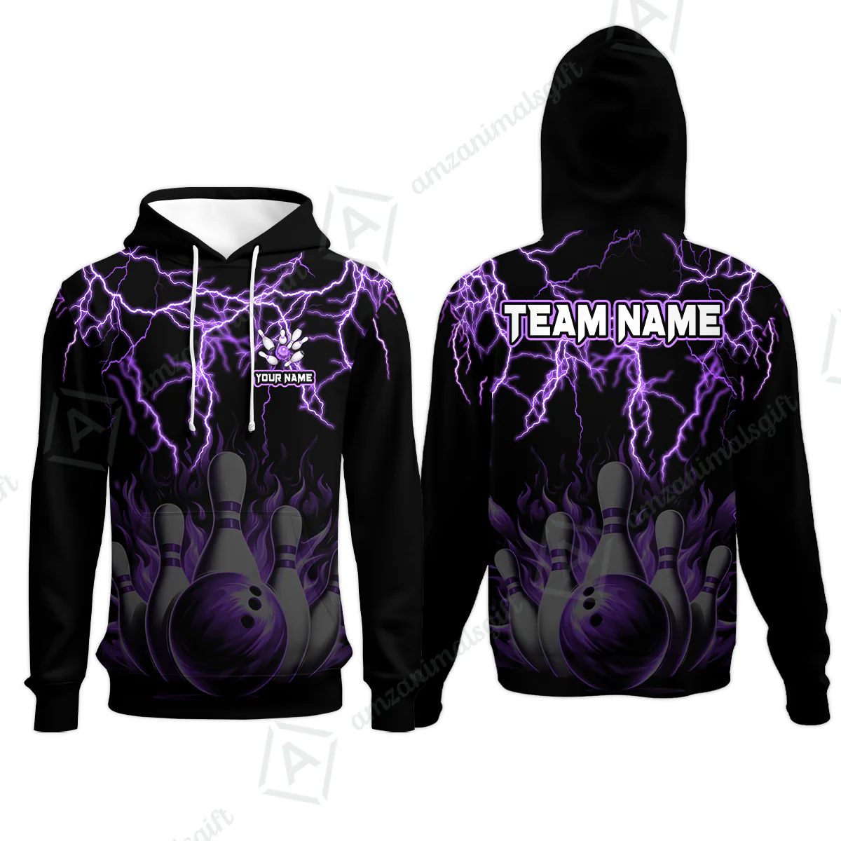 Customized Bowling Polo, Bowling & Pins Flame Thunder Pattern Multicolor Option Customized Name, Team Name Polo Shirt For Bowling Team - Image 40