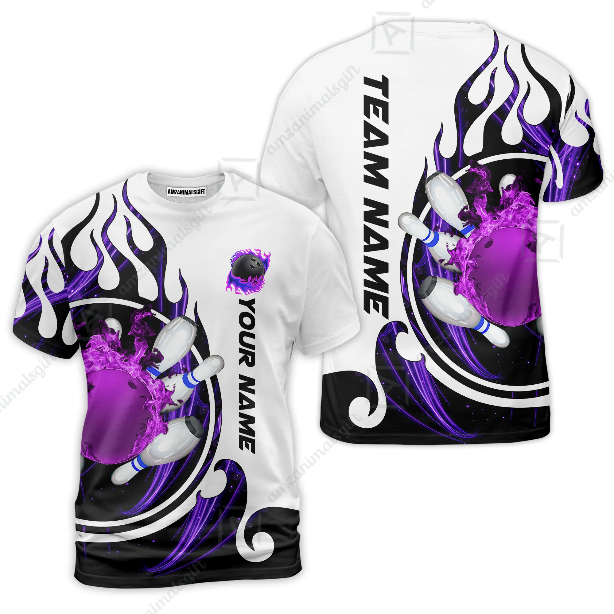 Customized Bowling Jersey Shirt, Fire Blaster Bowling And Pins Multicolor Option Customized Name, Team Name Jerseys Polo Shirts For Bowling Team - Image 13