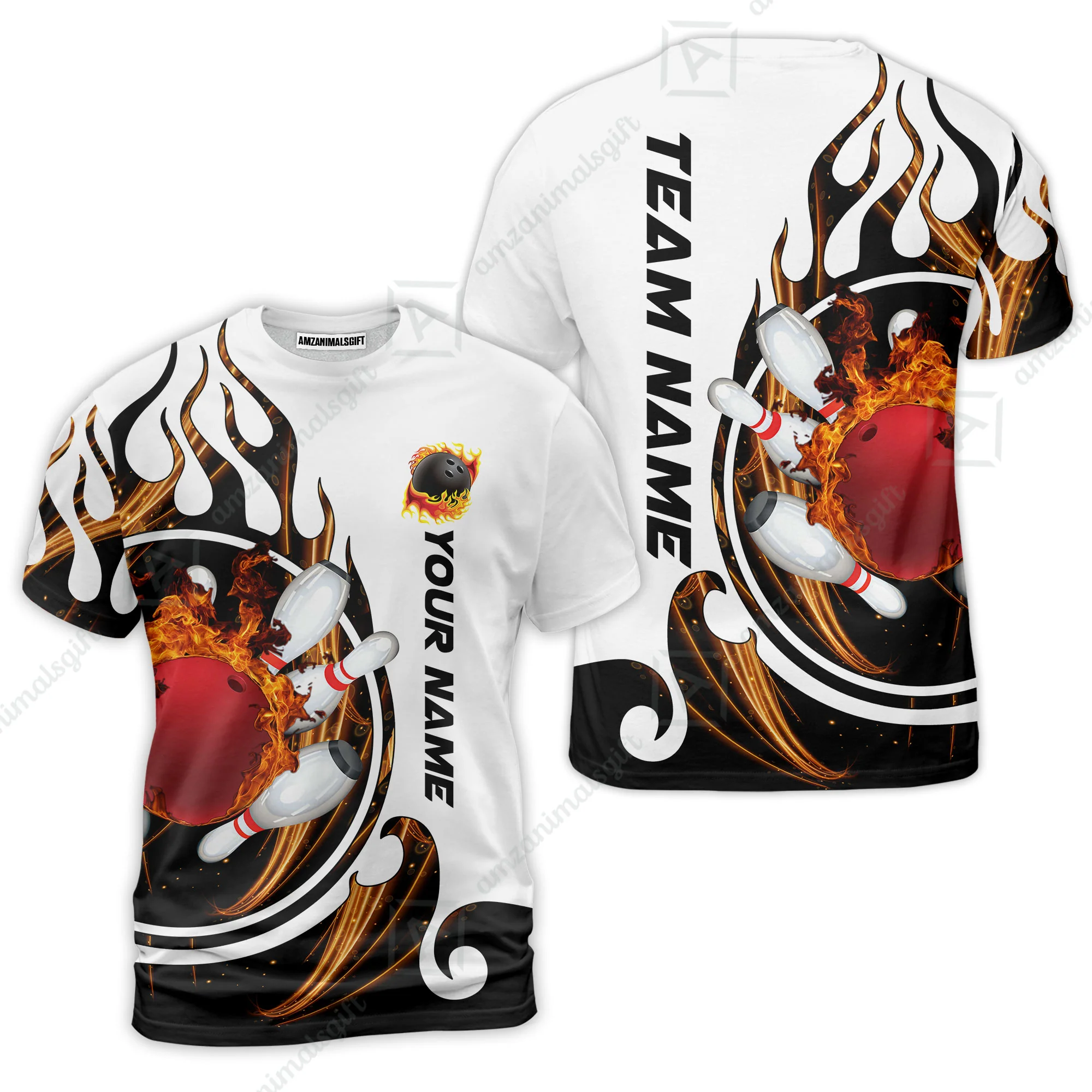 Customized Bowling Jersey Shirt, Fire Blaster Bowling And Pins Multicolor Option Customized Name, Team Name Jerseys Polo Shirts For Bowling Team - Image 17