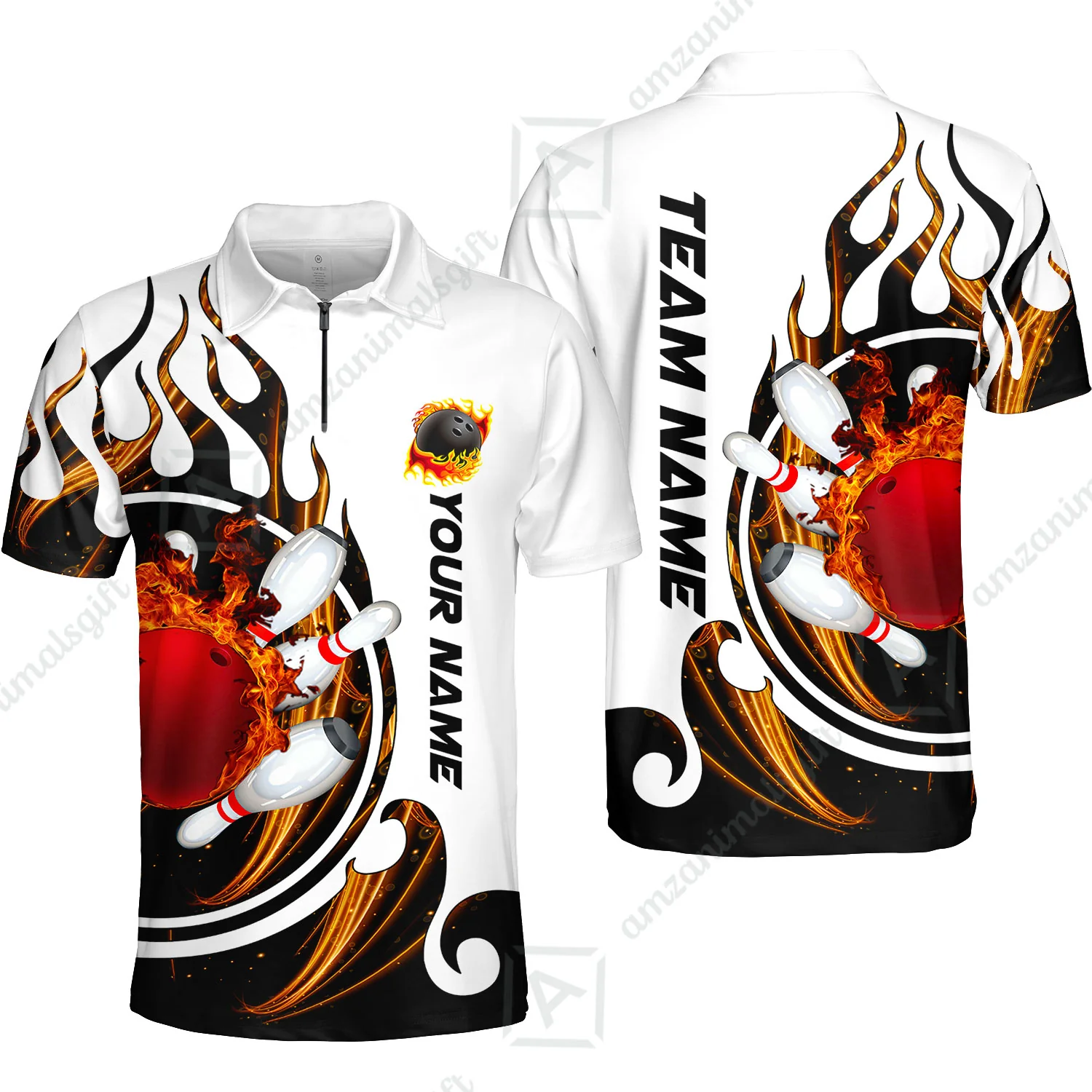 Customized Bowling Jersey Shirt, Fire Blaster Bowling And Pins Multicolor Option Customized Name, Team Name Jerseys Polo Shirts For Bowling Team - Image 18