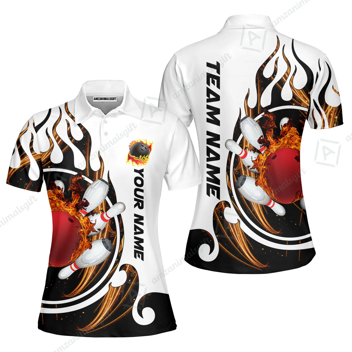 Customized Bowling Jersey Shirt, Fire Blaster Bowling And Pins Multicolor Option Customized Name, Team Name Jerseys Polo Shirts For Bowling Team - Image 20