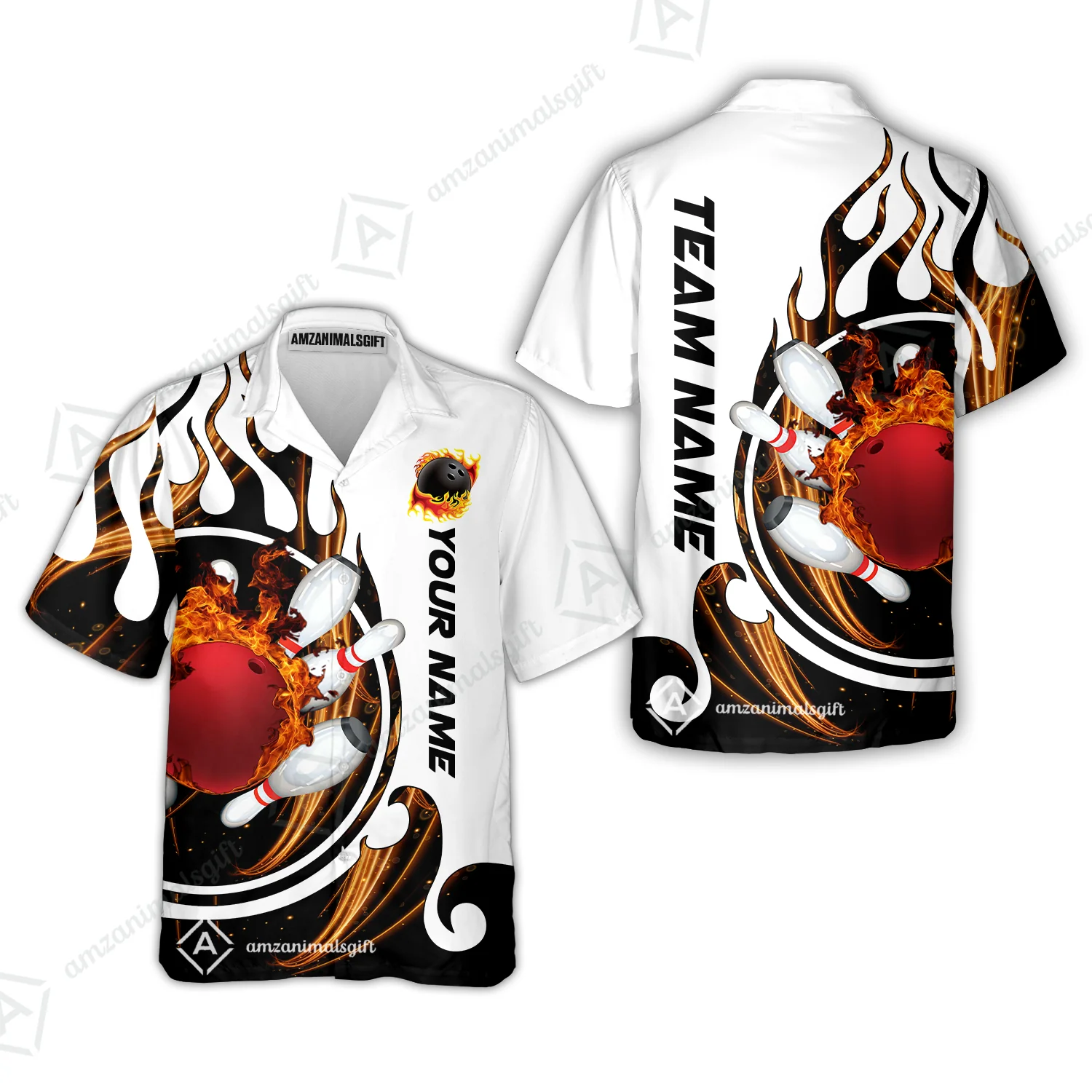 Customized Bowling Jersey Shirt, Fire Blaster Bowling And Pins Multicolor Option Customized Name, Team Name Jerseys Polo Shirts For Bowling Team - Image 23
