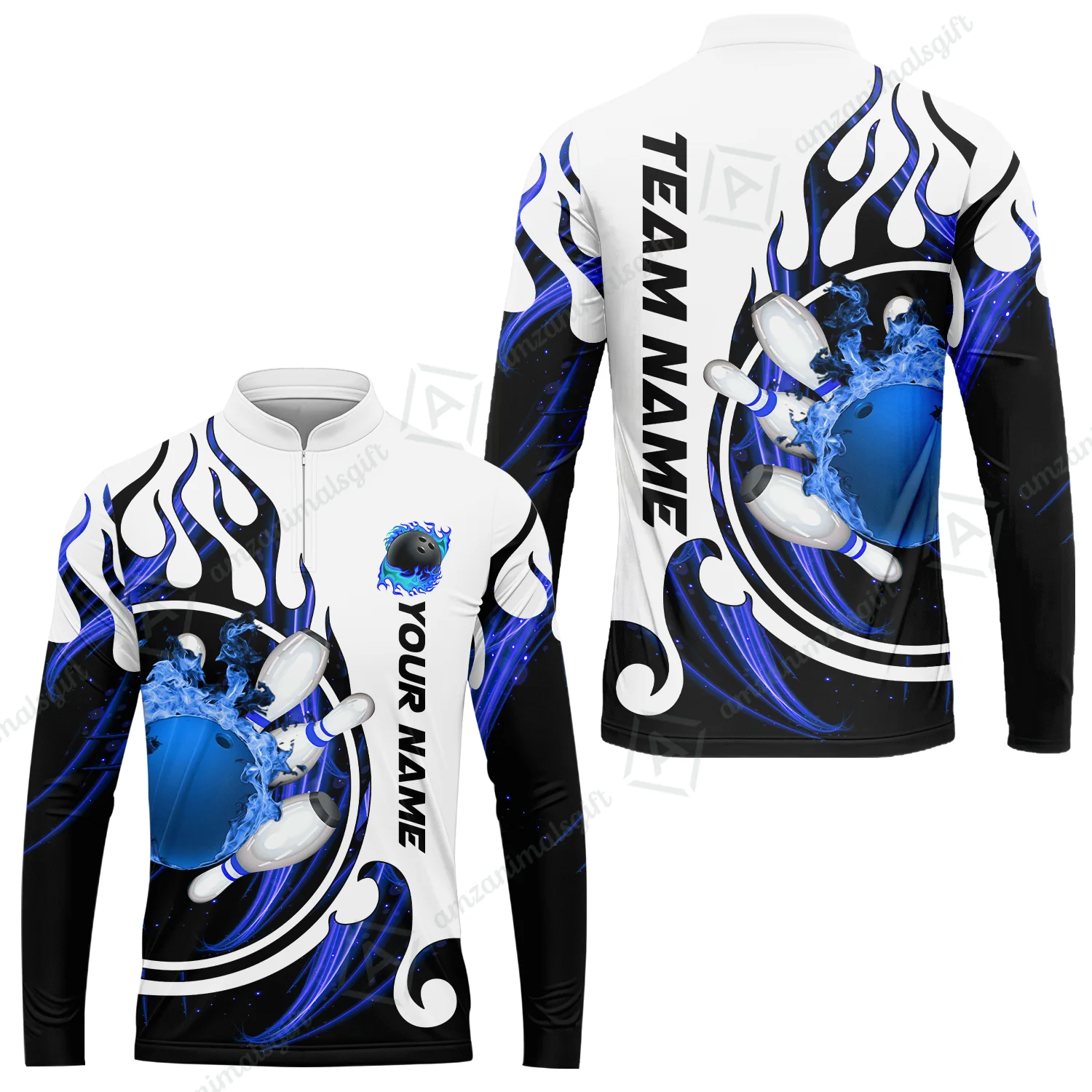Customized Bowling Jersey Shirt, Fire Blaster Bowling And Pins Multicolor Option Customized Name, Team Name Jerseys Polo Shirts For Bowling Team - Image 30