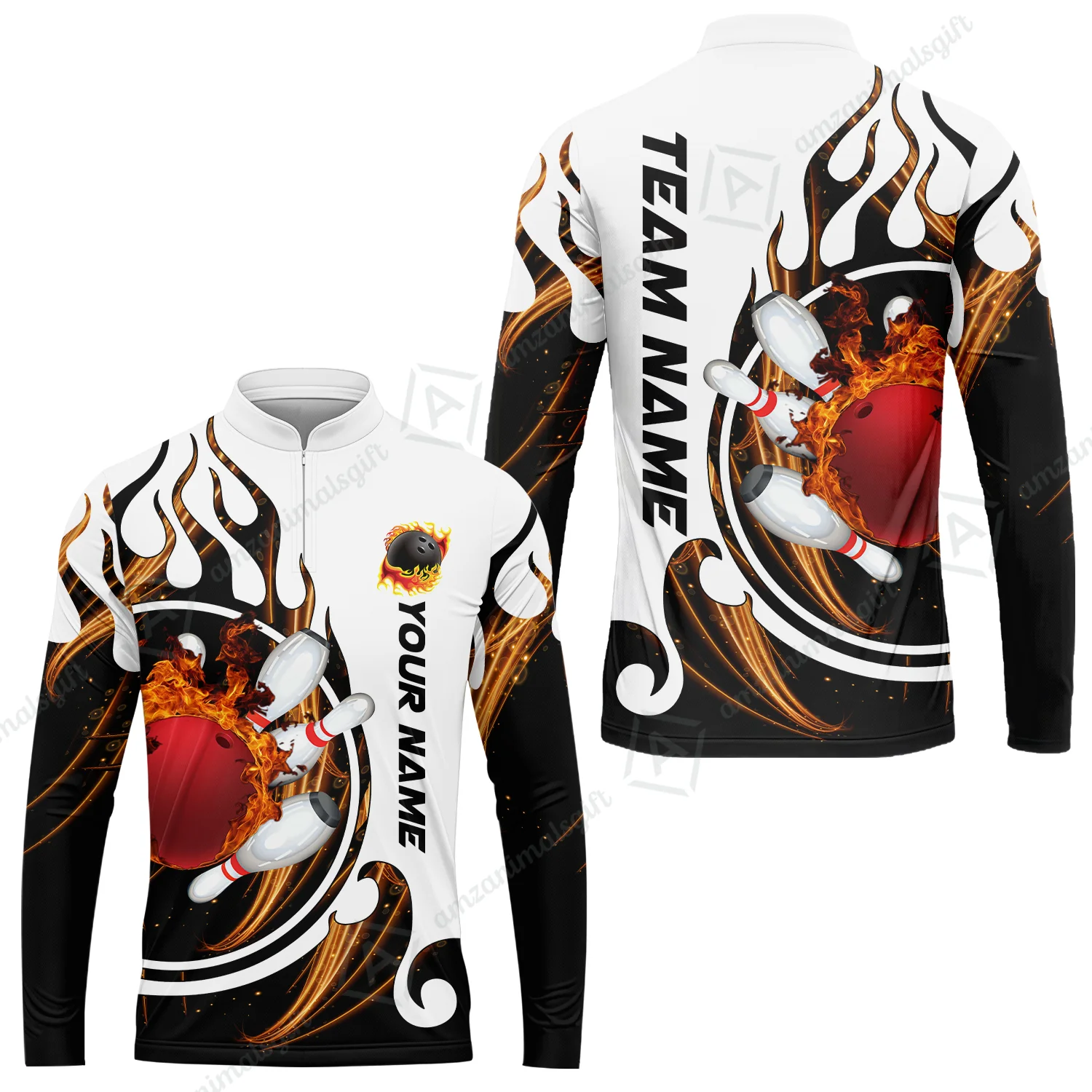 Customized Bowling Jersey Shirt, Fire Blaster Bowling And Pins Multicolor Option Customized Name, Team Name Jerseys Polo Shirts For Bowling Team - Image 31