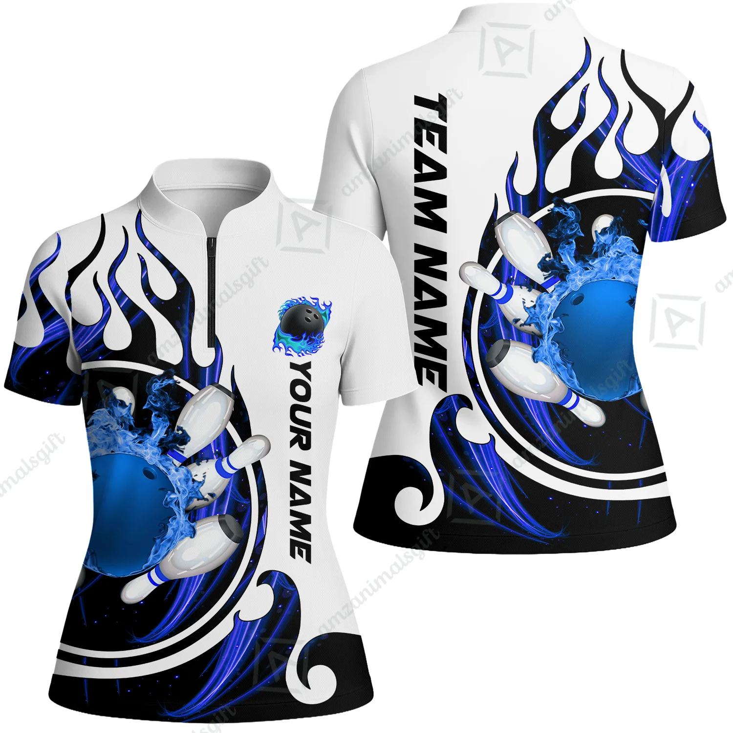 Customized Bowling Jersey Shirt, Fire Blaster Bowling And Pins Multicolor Option Customized Name, Team Name Jerseys Polo Shirts For Bowling Team - Image 46