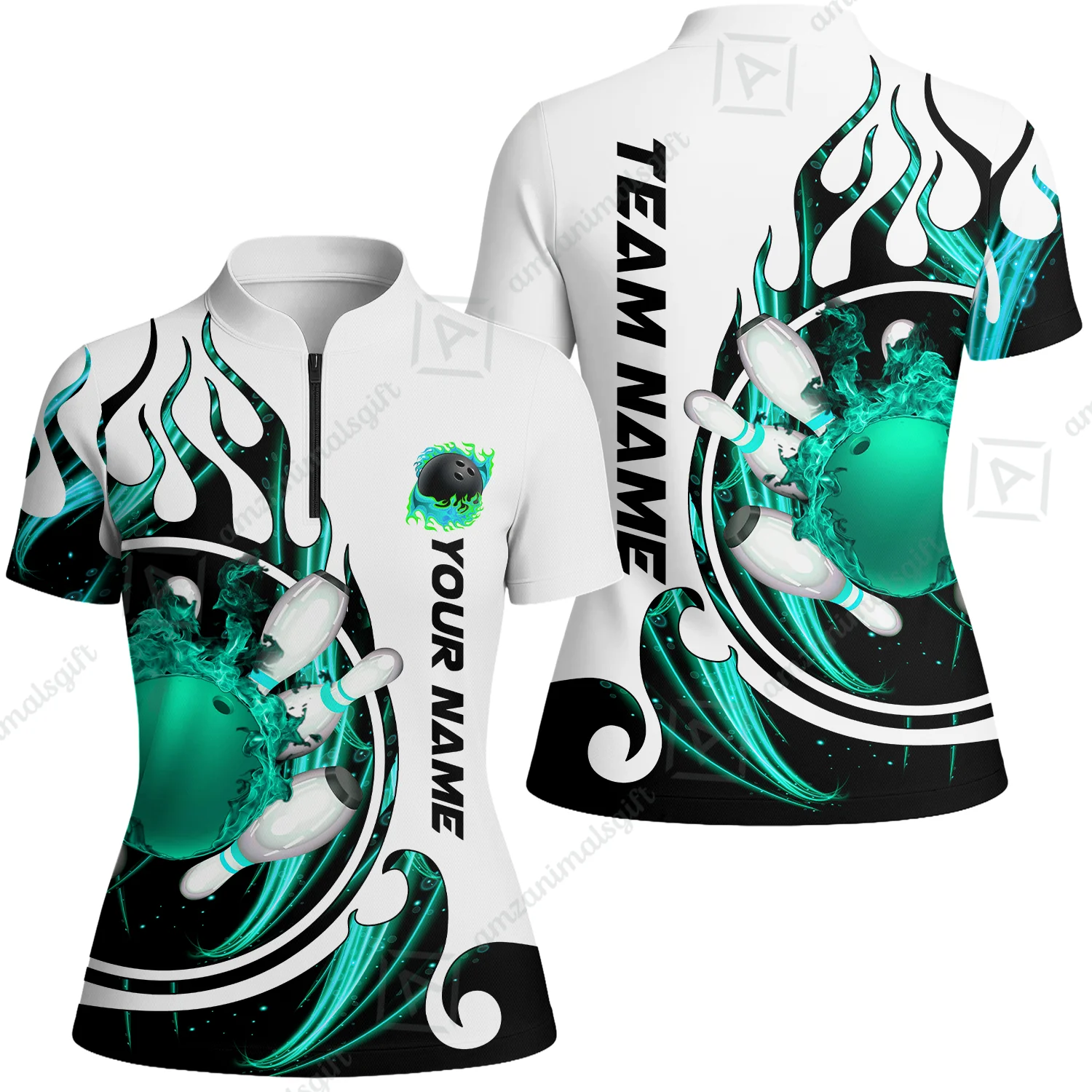 Customized Bowling Jersey Shirt, Fire Blaster Bowling And Pins Multicolor Option Customized Name, Team Name Jerseys Polo Shirts For Bowling Team - Image 47