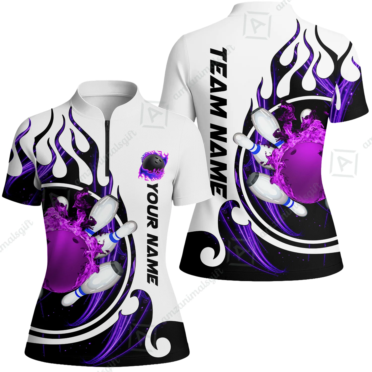 Customized Bowling Jersey Shirt, Fire Blaster Bowling And Pins Multicolor Option Customized Name, Team Name Jerseys Polo Shirts For Bowling Team - Image 49
