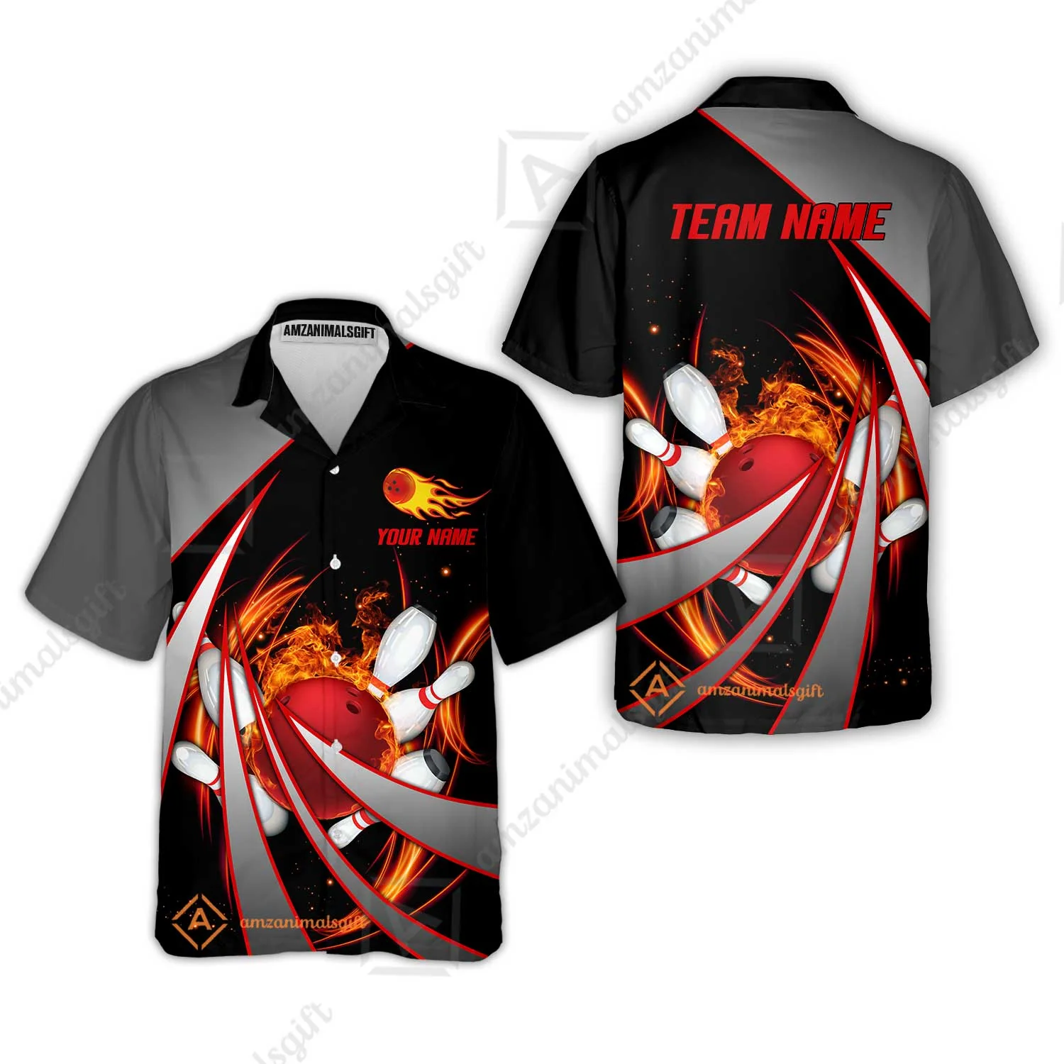 Customized Bowling Unisex Polo, Flame Bowling And Pins Tornado Pattern Multicolor Option Customized Name Zipper Polo Jerseys Shirts - Image 27