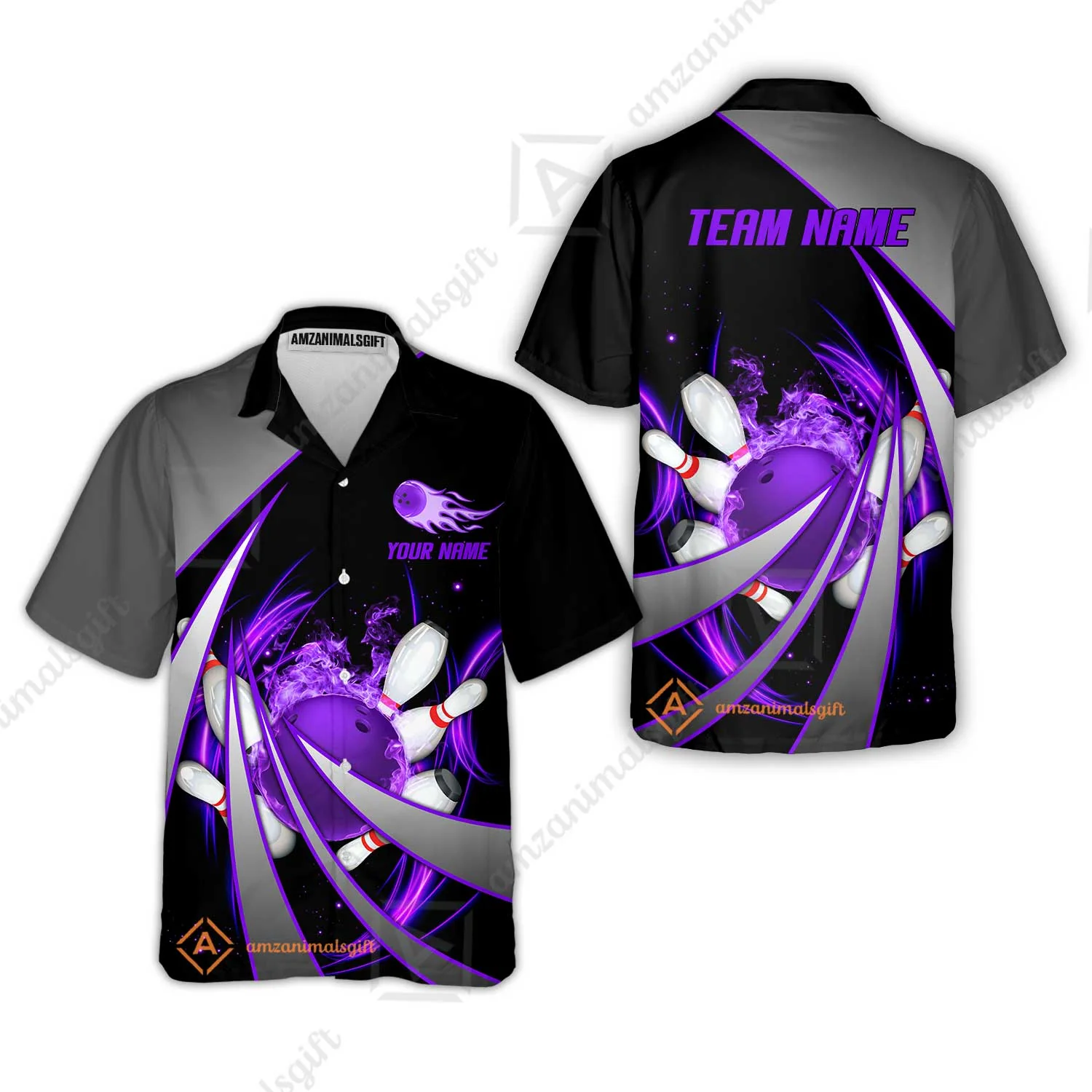 Customized Bowling Unisex Polo, Flame Bowling And Pins Tornado Pattern Multicolor Option Customized Name Zipper Polo Jerseys Shirts - Image 29