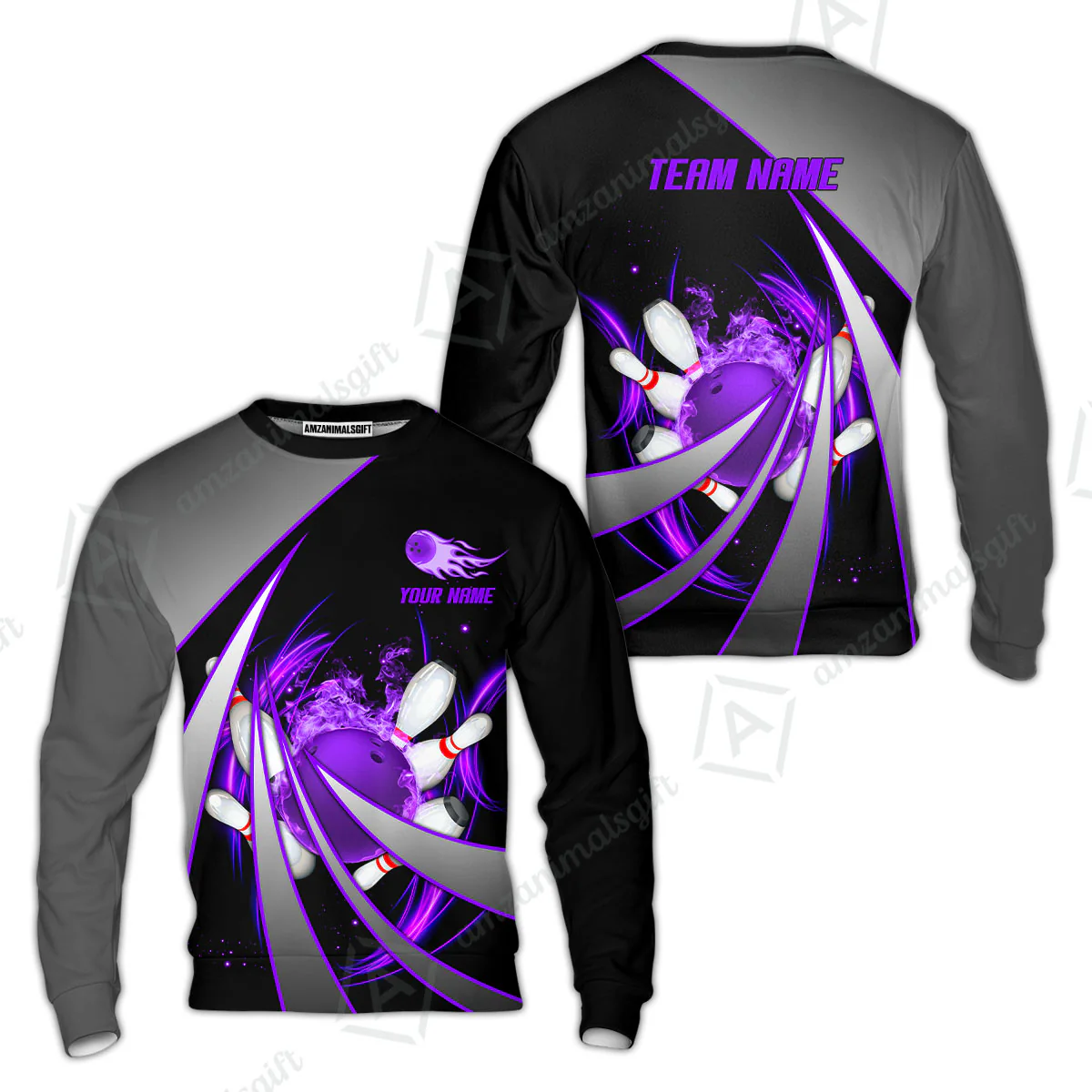 Customized Bowling Unisex Polo, Flame Bowling And Pins Tornado Pattern Multicolor Option Customized Name Zipper Polo Jerseys Shirts - Image 41