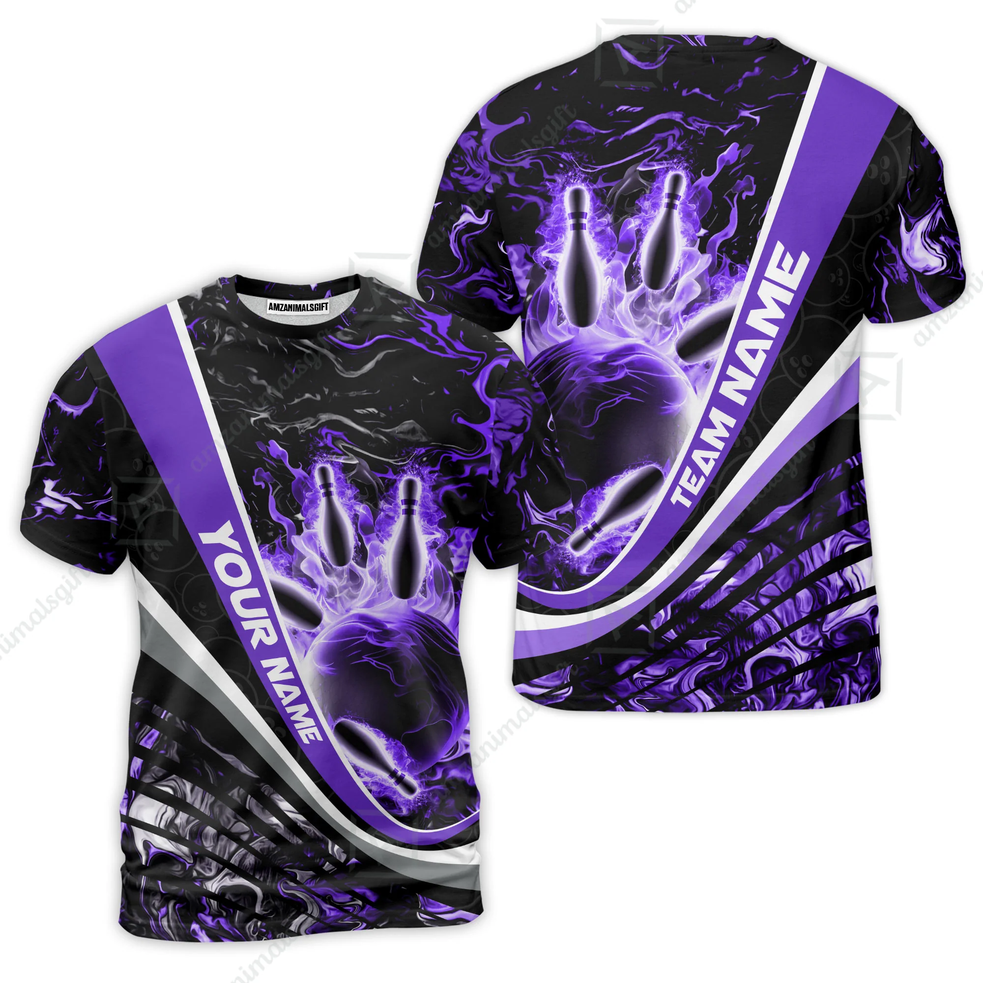 Customized Bowling Polo, Flaming Magma Bowling And Pins Multicolor Option Customized Name Team Name For Bowling Team Shirts - Image 18
