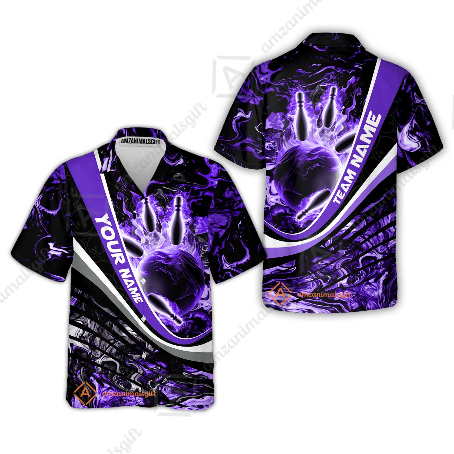 Customized Bowling Polo, Flaming Magma Bowling And Pins Multicolor Option Customized Name Team Name For Bowling Team Shirts - Image 23