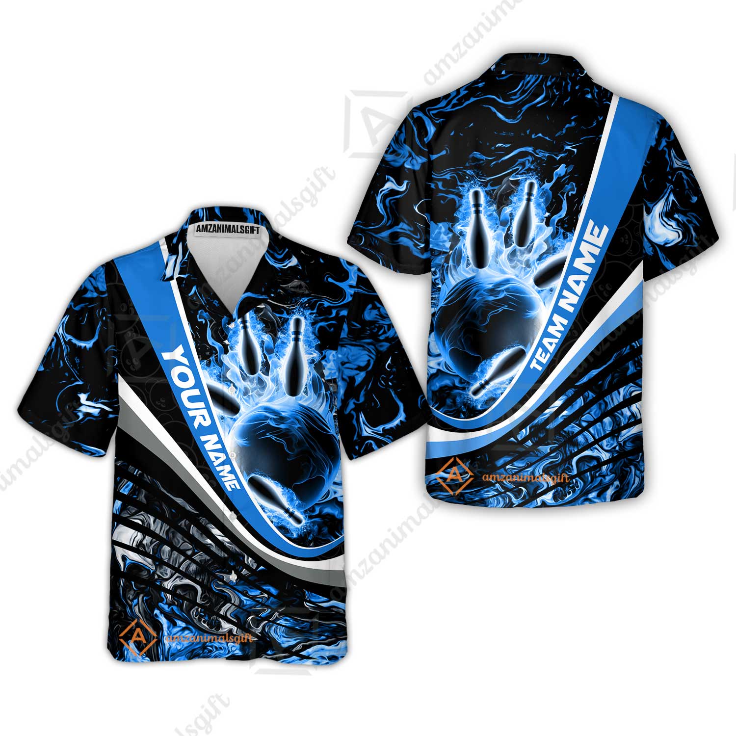 Customized Bowling Polo, Flaming Magma Bowling And Pins Multicolor Option Customized Name Team Name For Bowling Team Shirts - Image 25