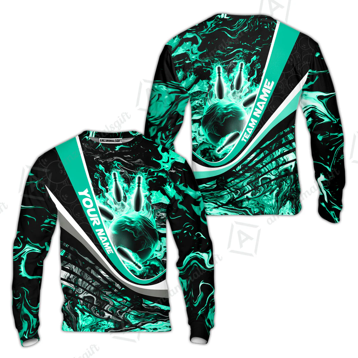 Customized Bowling Polo, Flaming Magma Bowling And Pins Multicolor Option Customized Name Team Name For Bowling Team Shirts - Image 39