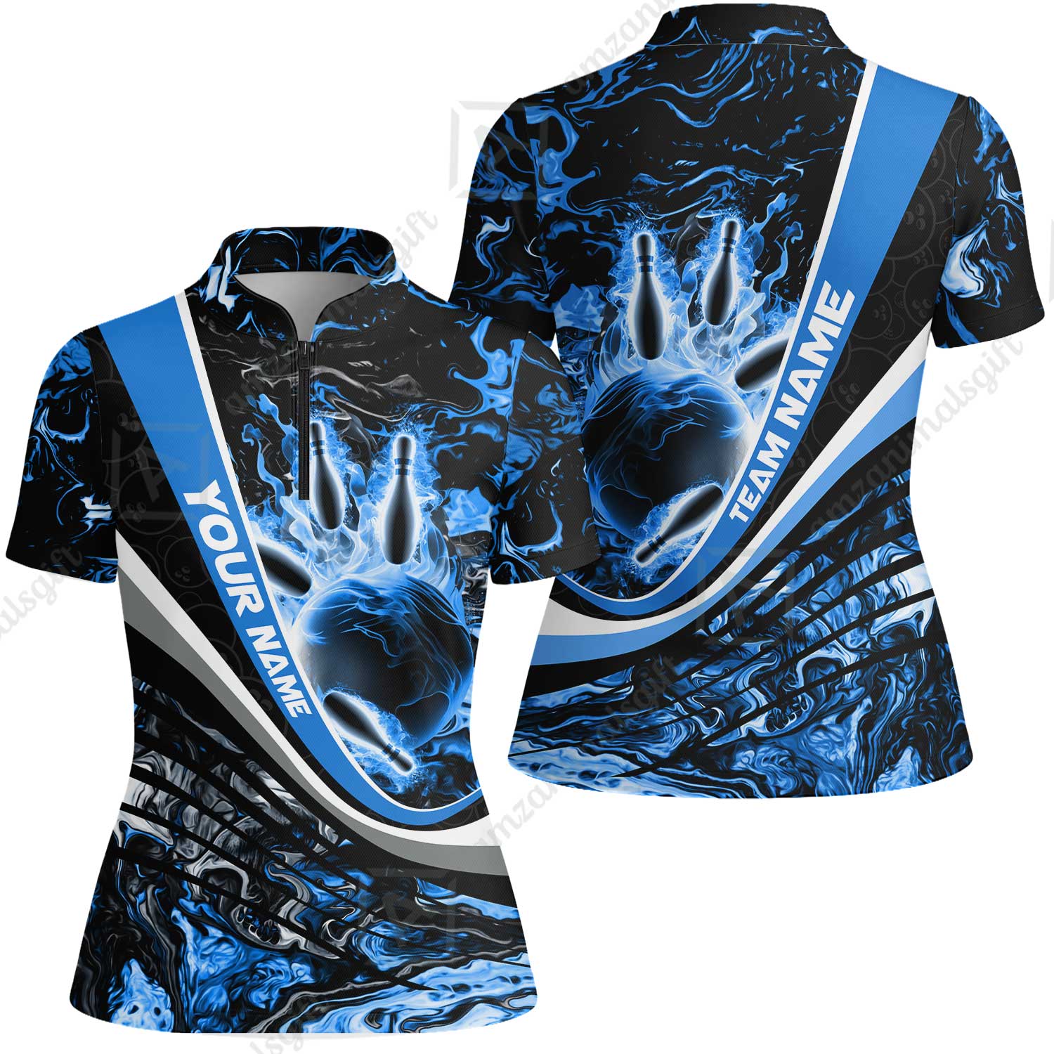 Customized Bowling Polo, Flaming Magma Bowling And Pins Multicolor Option Customized Name Team Name For Bowling Team Shirts - Image 46
