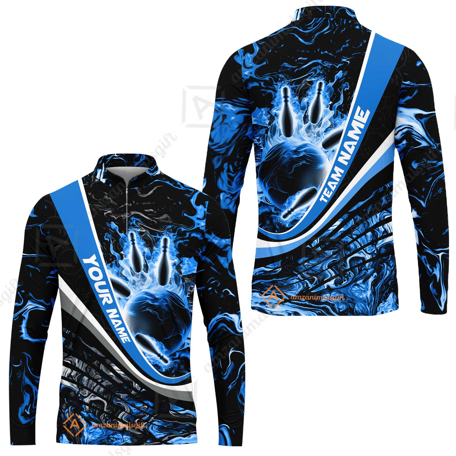 Customized Bowling Polo, Flaming Magma Bowling And Pins Multicolor Option Customized Name Team Name For Bowling Team Shirts - Image 60