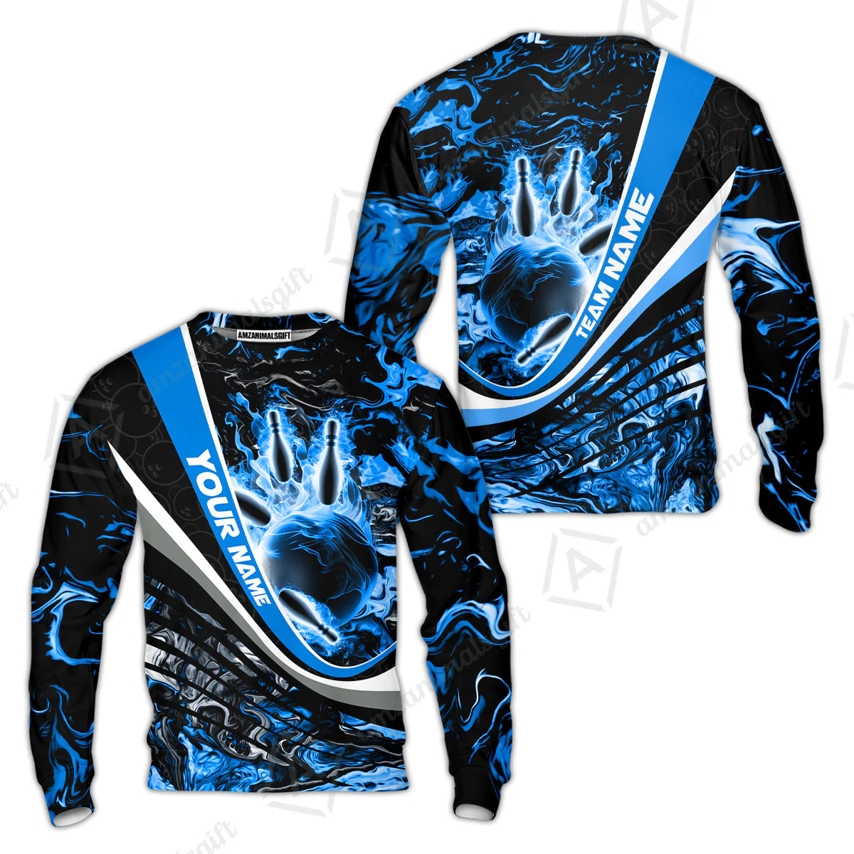 Customized Bowling Polo, Flaming Magma Bowling And Pins Multicolor Option Customized Name Team Name For Bowling Team Shirts - Image 61