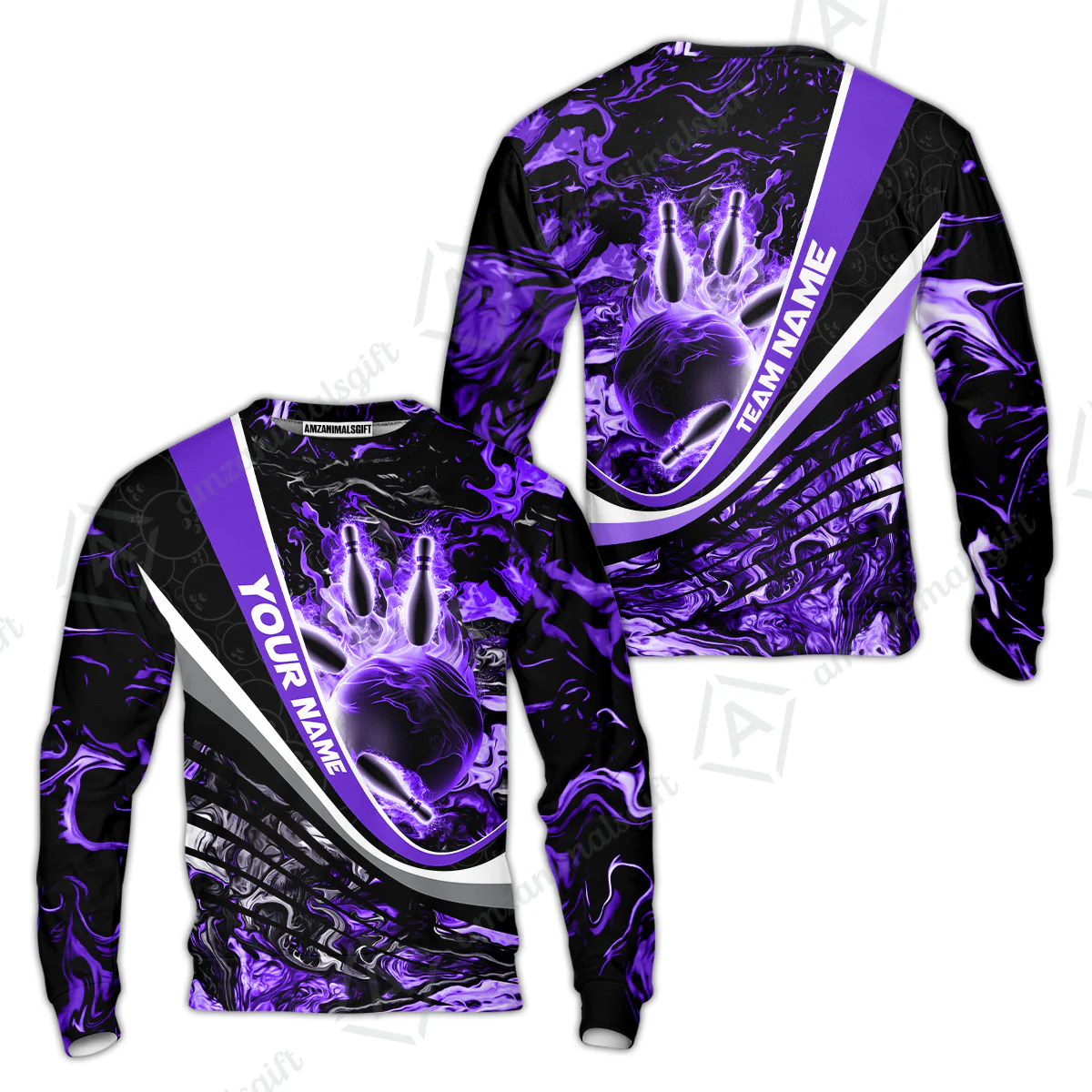 Customized Bowling Polo, Flaming Magma Bowling And Pins Multicolor Option Customized Name Team Name For Bowling Team Shirts - Image 75