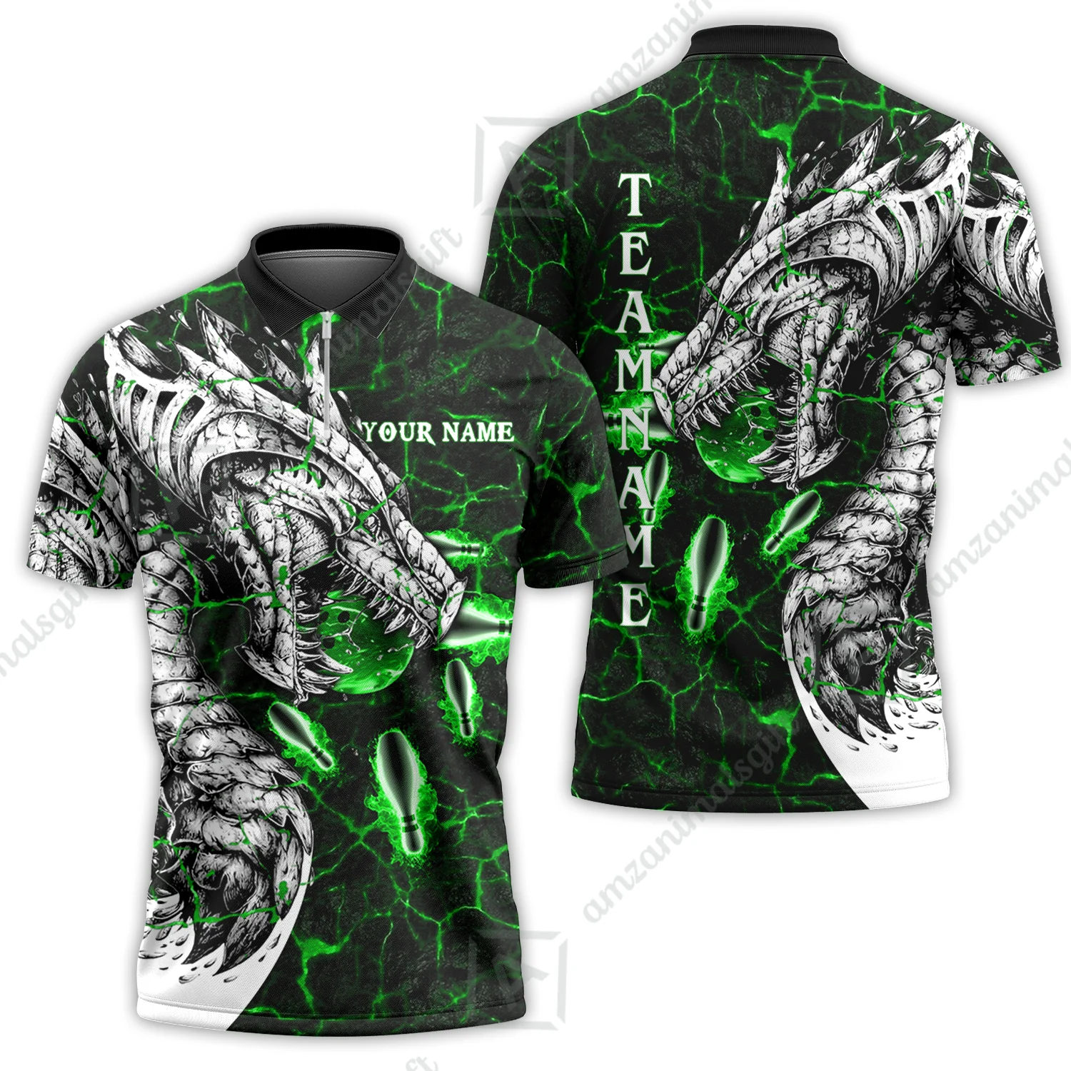 Customized Bowling Polo, Magma Dragon Bowling And Pins Multicolor Option Customized Name, Team Name Polo Shirts For Bowling Team - Image 11